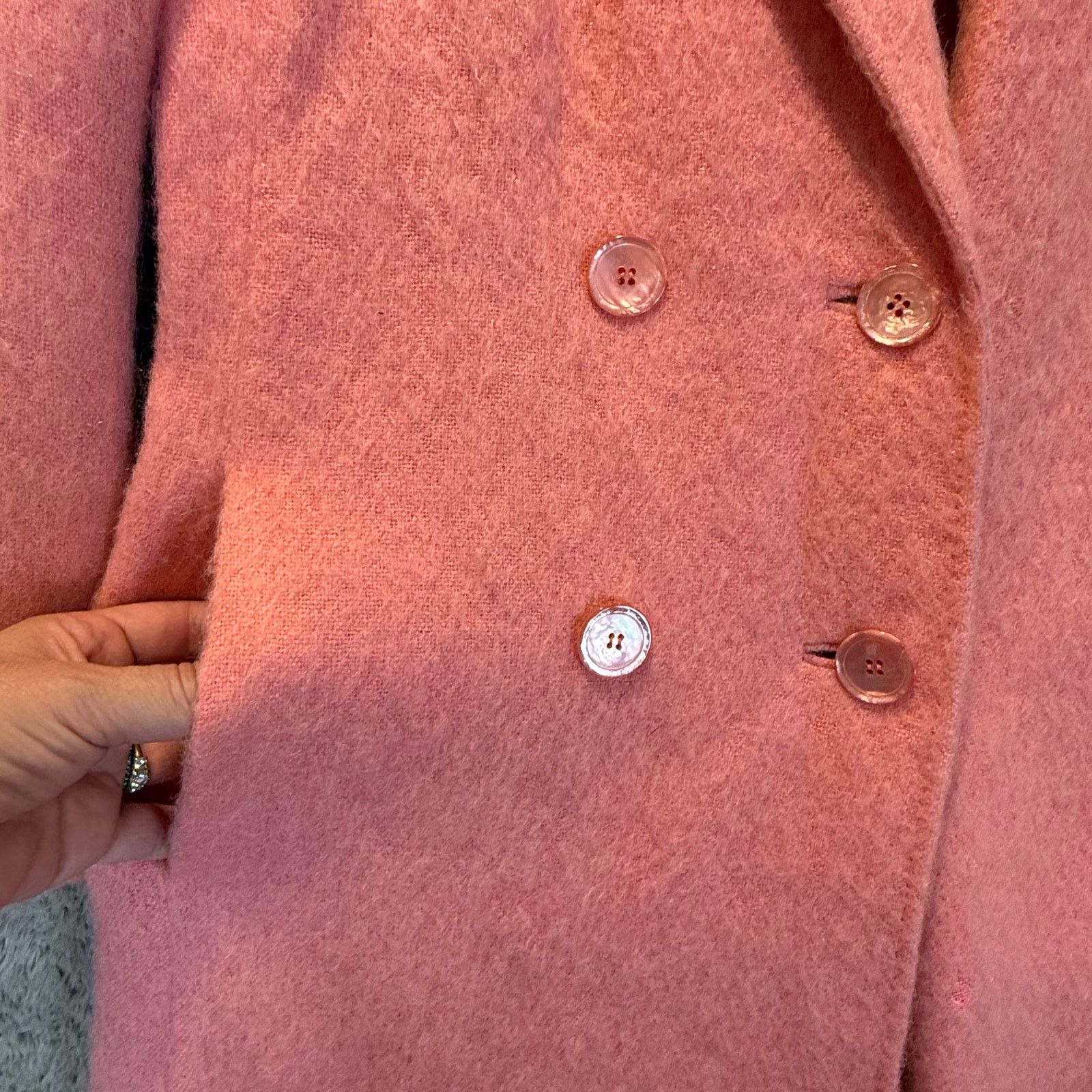 Other Vintage Pink Mohair Trench Coat Double Breasted Long Size M / US 6-8 / IT 42-44 - 6 Thumbnail