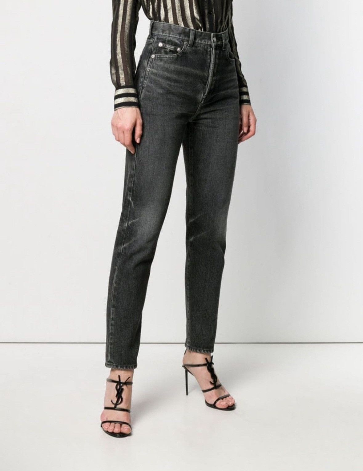 Saint Laurent HIGH-RISE BOYFRIEND JEANS IN BLACK
