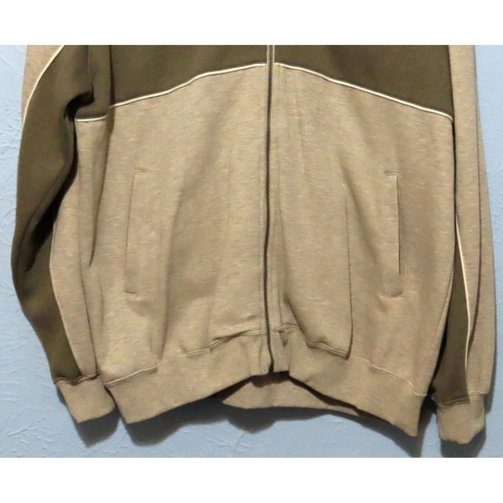 Vintage AZ Sport Men's XL Full Zip Jacket Collared Khaki Heather Zip Sweatshirt NWT Windbreaker Casual Size US XL / EU 56 / 4 - 2 Thumbnail