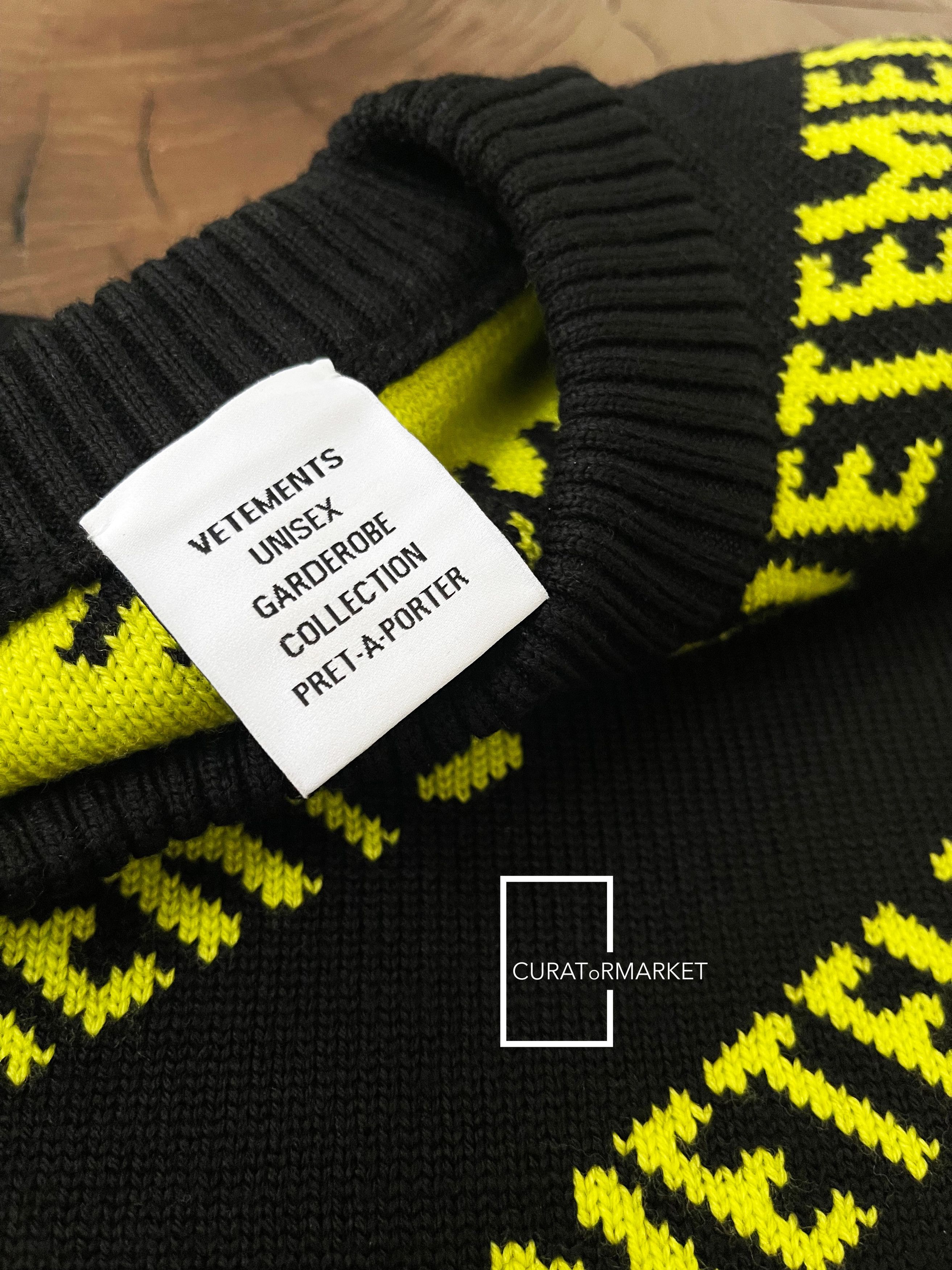 Vetements RARE Neon All Over Monogram Pattern Logo Knit Fine Wool FW22 Size US S / EU 44-46 / 1 - 9 Thumbnail
