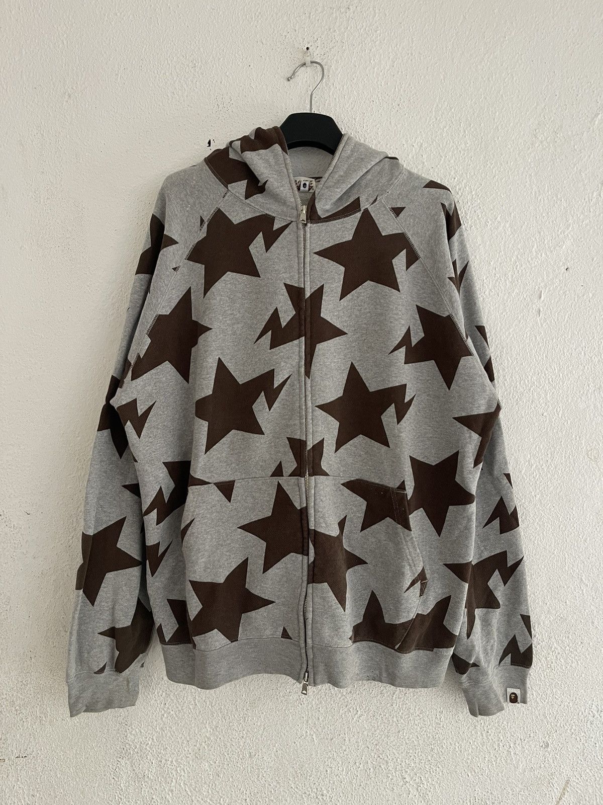Bape Bape Sta Brown Pattern Full Zip Gray Hoodie A Bathing Ape 