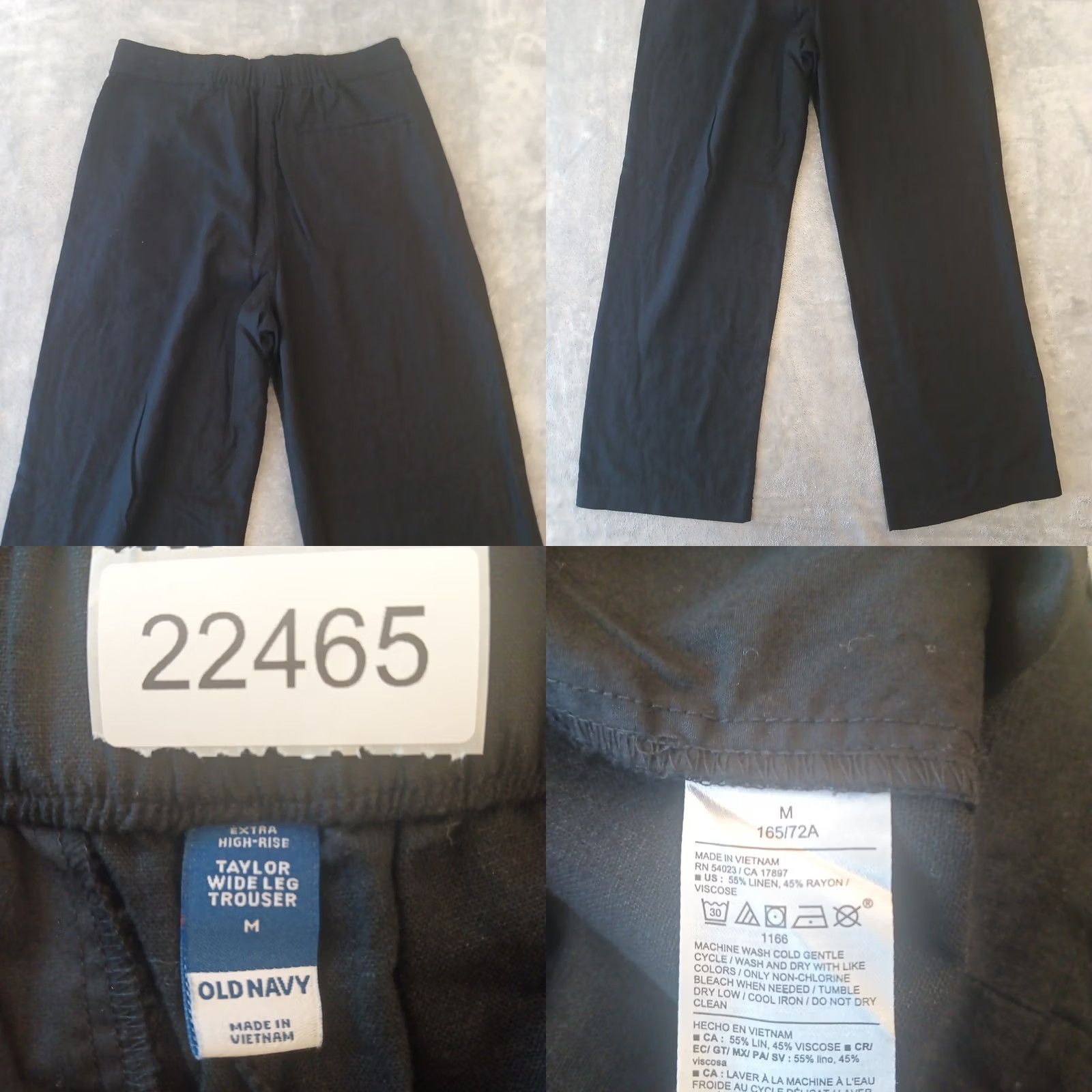 Old Navy Old Navy Taylor Wide Leg Trouser Pants Womens Medium Black Linen Blend Pockets Size 32" / US 10 / IT 46 - 8 Thumbnail