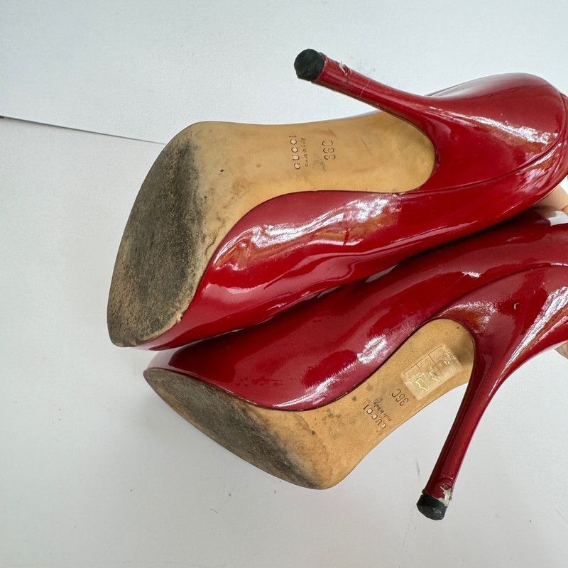 Gucci Gucci Red Patent Leather High Heels - Size US 8 / IT 38 - 6 Thumbnail