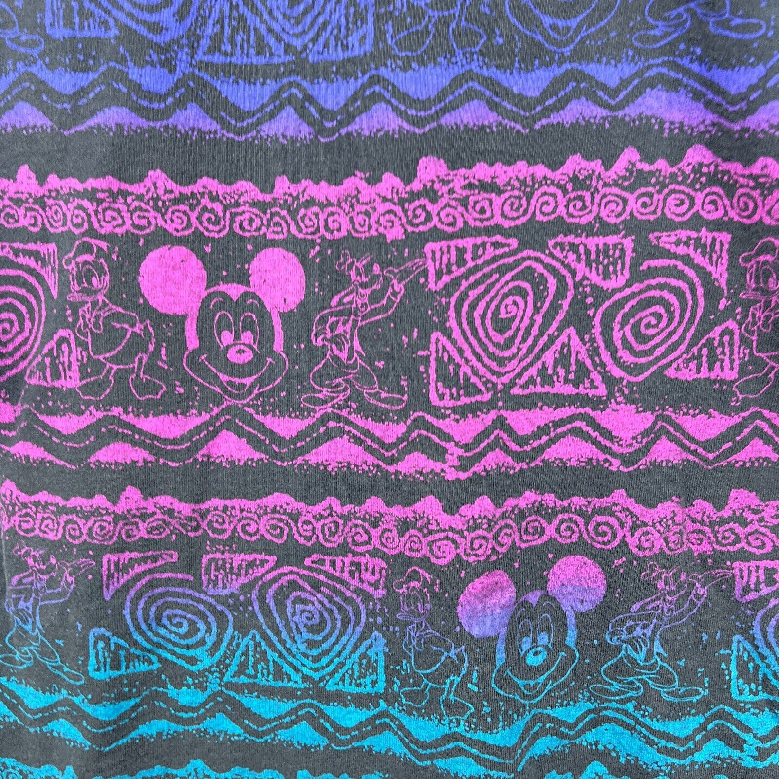 Disney × Vintage Vintage 90s Mickey Mouse All Over Print Trippy T-Shirt OSFA Size US XL / EU 56 / 4 - 8 Thumbnail