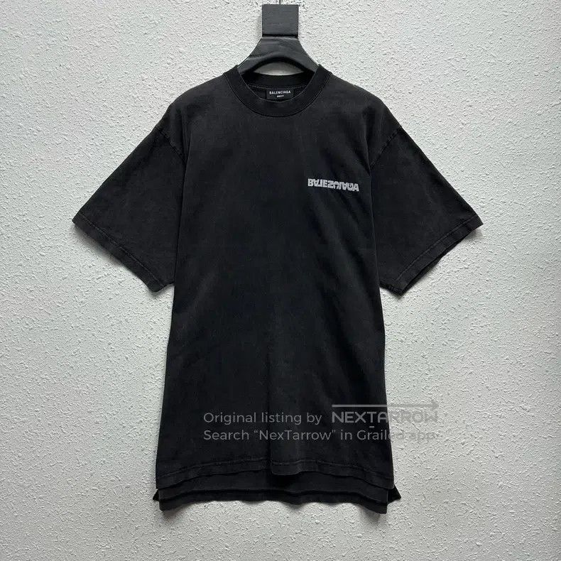 Balenciaga Balenciaga Distressed Black Short Sleeve T-Shirt with Inve Size US M / EU 48-50 / 2 - 1 Thumbnail