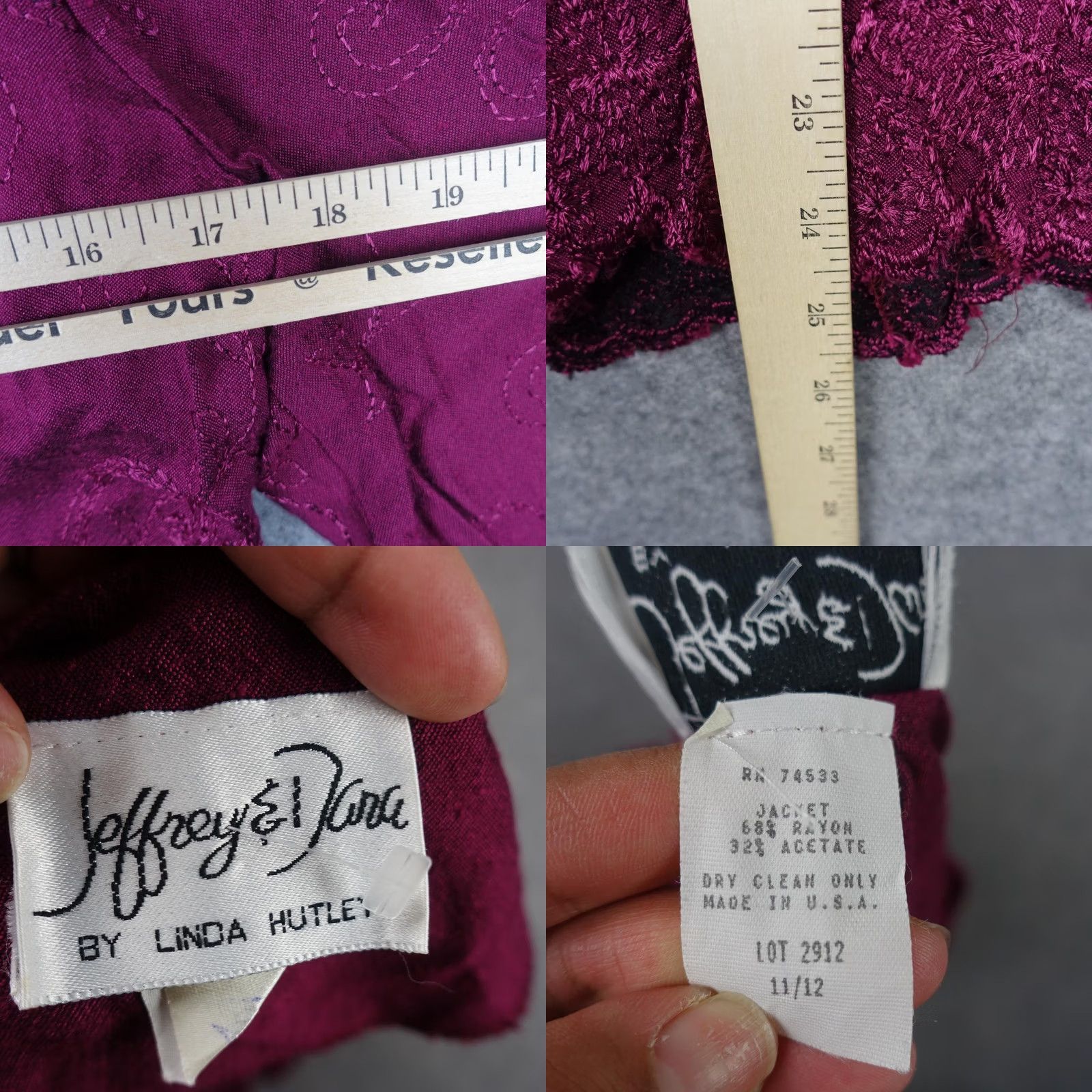 Vintage VINTAGE Jeffrey & Dara Jacket Womens 12 Pink Lace Embroidered Blazer Magenta Jacket Women - 12 Navy or Pink? Size XL / US 12-14 / IT 48-50 - 8 Thumbnail