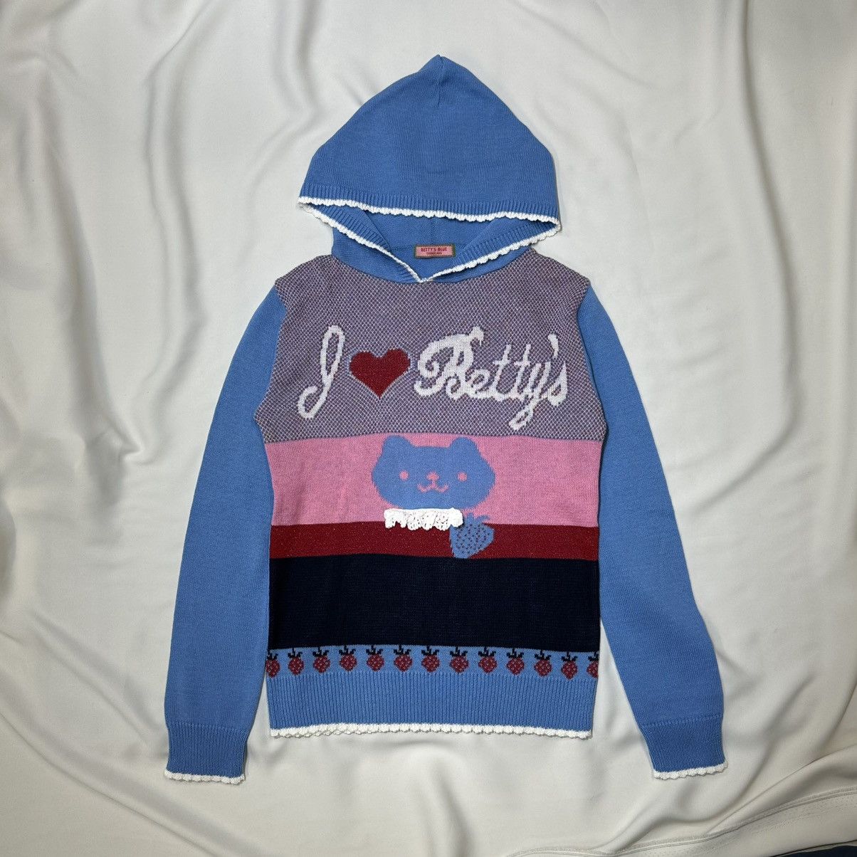 Angel Blue Early 00s Betty's Blue by Shinji Abe Strawberry Knit Hoodies Size ONE SIZE - 4 Thumbnail