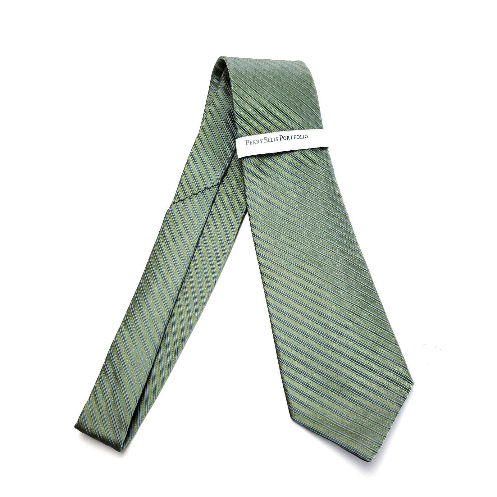 Perry Ellis Perry Ellis Portfolio Blue Green Striped Woven Short Silk Ti Size ONE SIZE - 7 Thumbnail