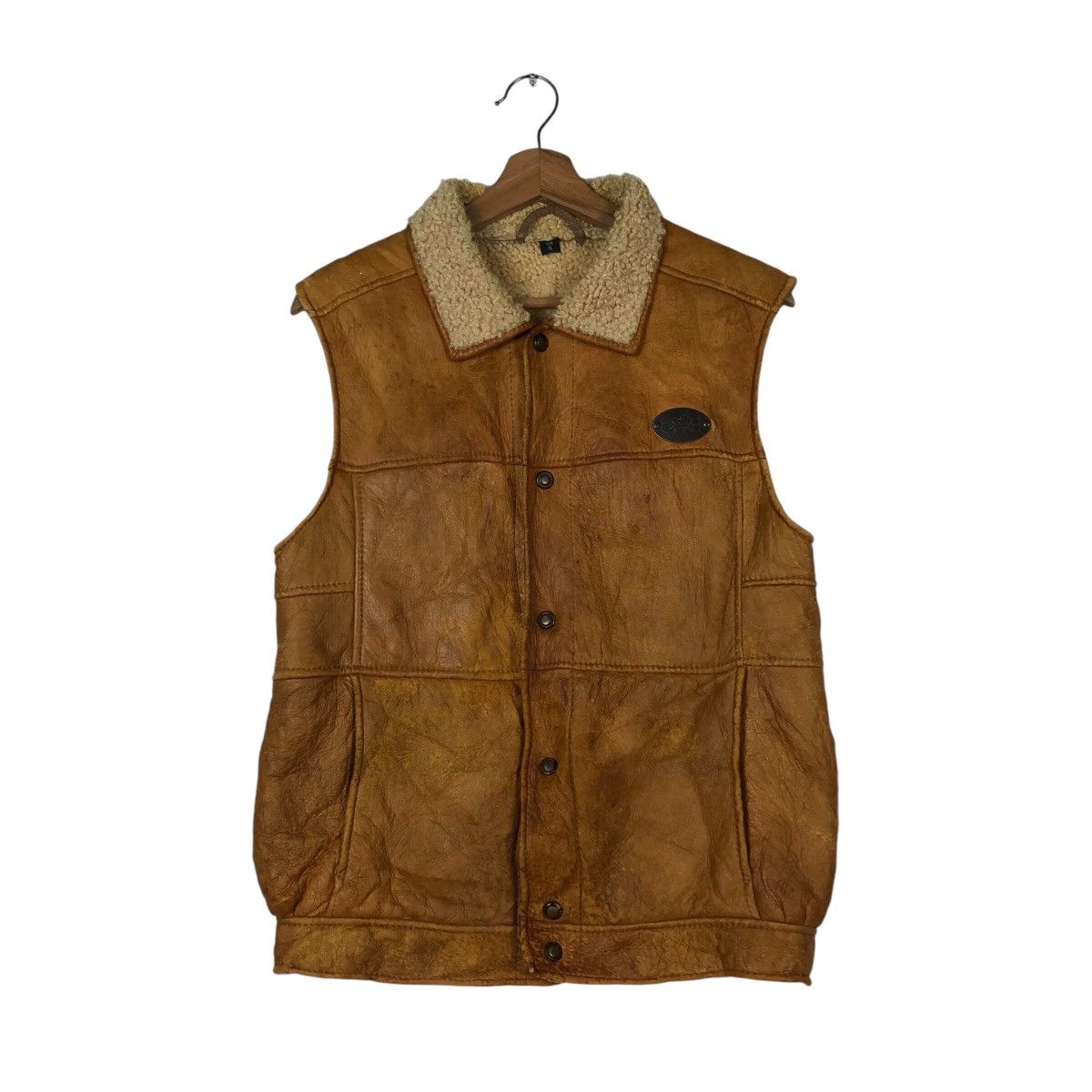 📌Vintage Tank Top Leather Shearling Aotea New Zealand