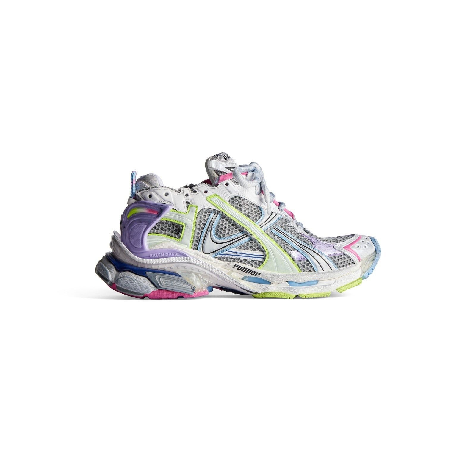 BALENCIAGA Runner $1190 Women's Grey/Light Purple/Neon Yello
