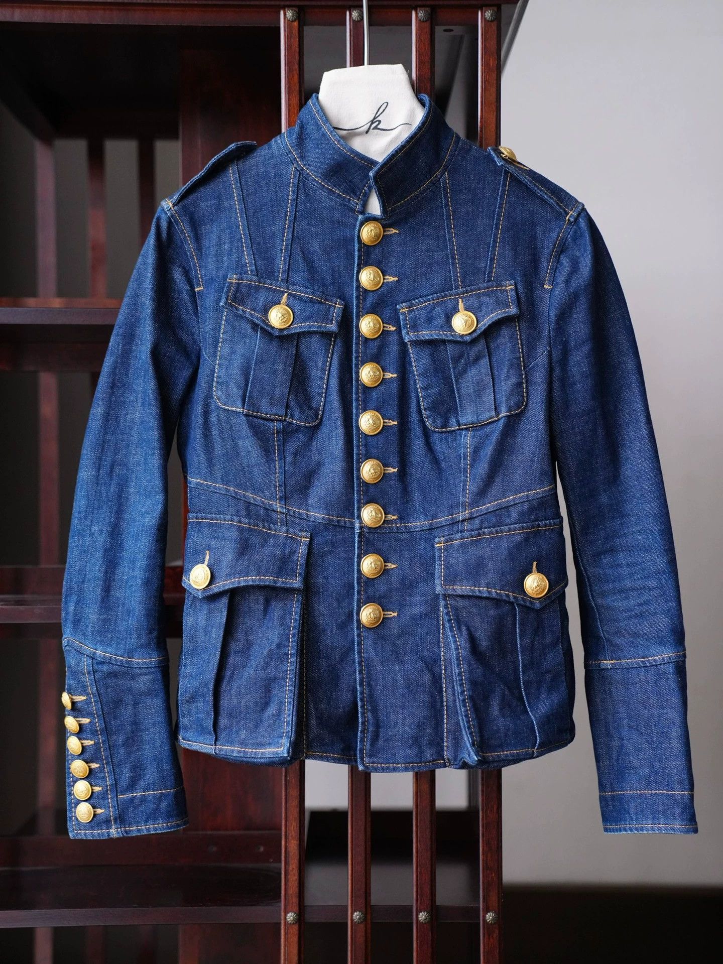 Dsquared2 Dsquared2 Stand-Collar Buttoned Denim Jacket (IT42/S-M) Size M / US 6-8 / IT 42-44 - 2 Thumbnail