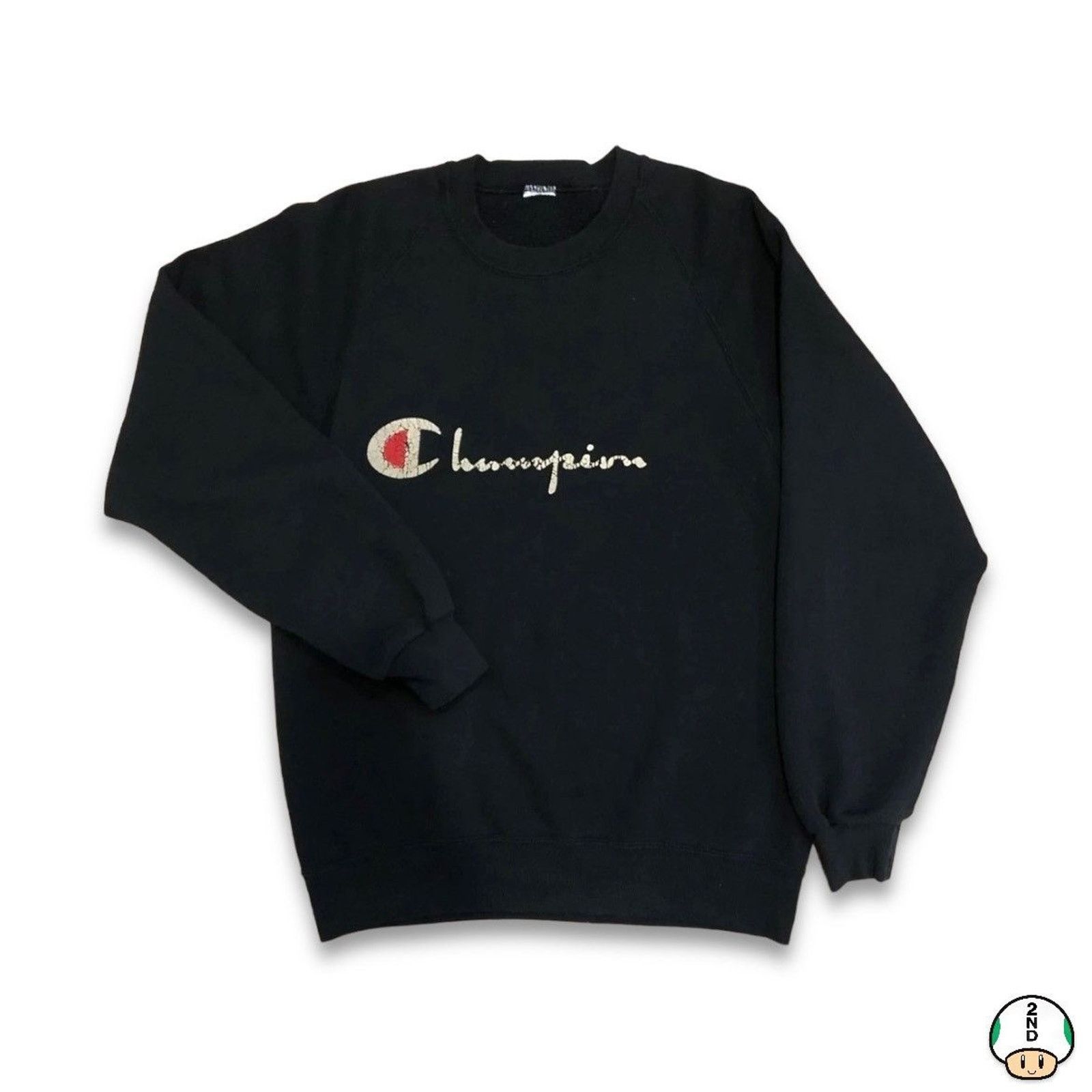 Champion × Vintage Vintage Champion Sweatshirt Script Faded 90s Pullover Crew Size US M / EU 48-50 / 2 - 1 Thumbnail