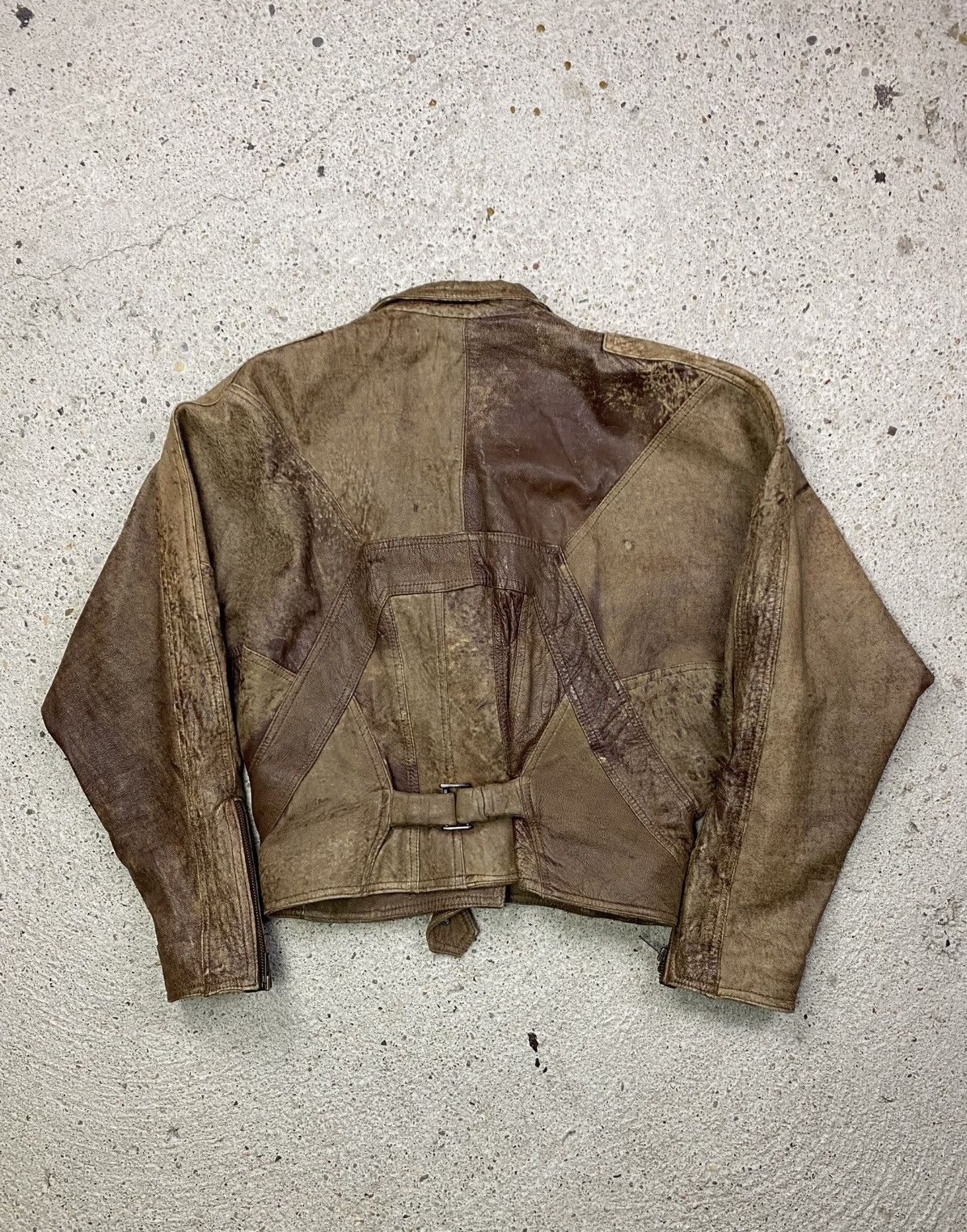 Vintage No faith studios leather bomber jacket brown assimetrical Size M / US 6-8 / IT 42-44 - 3 Thumbnail