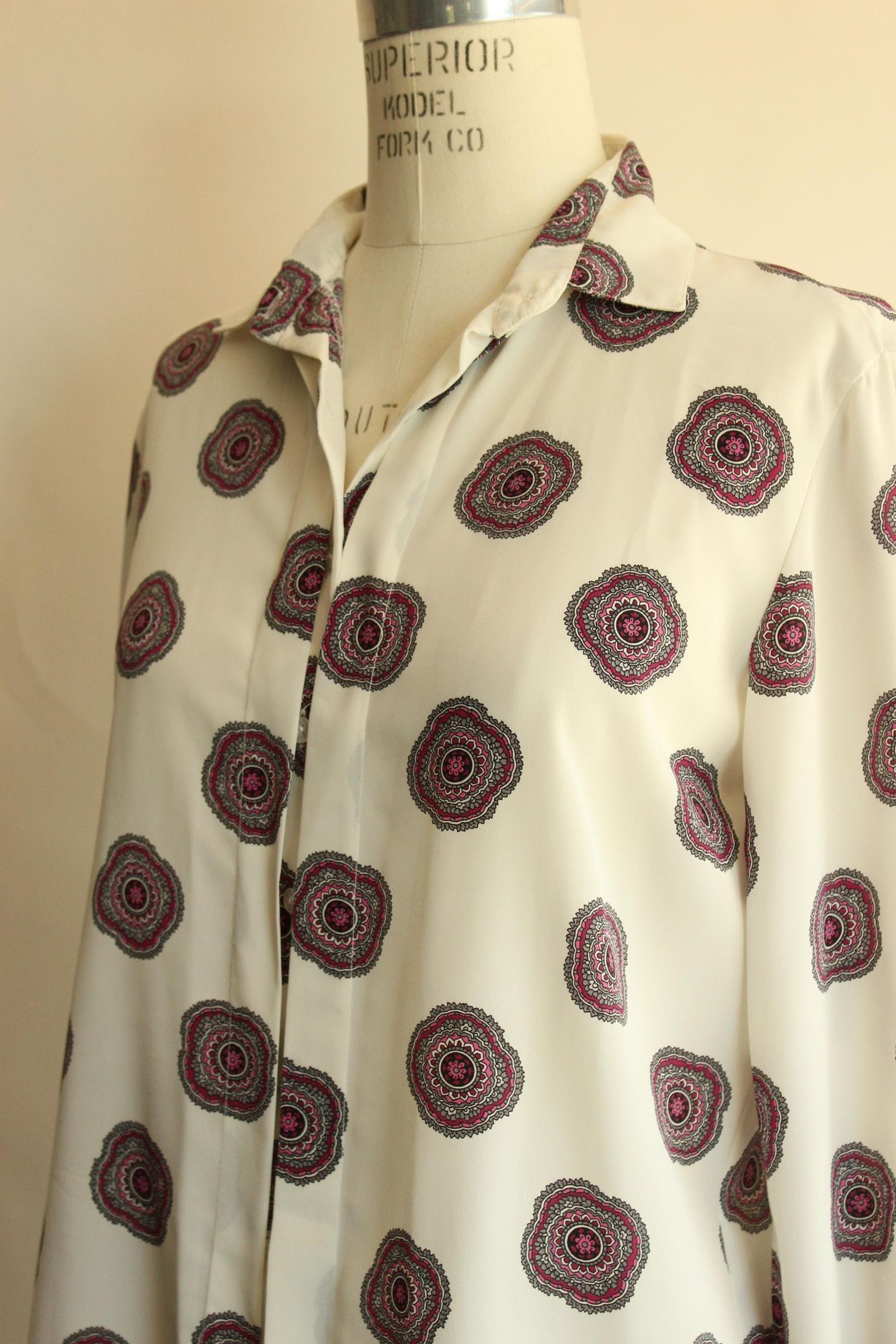 Vintage Vintage 1980s 1990s Blouse, Collection White and Purple Mand Size M / US 6-8 / IT 42-44 - 7 Thumbnail