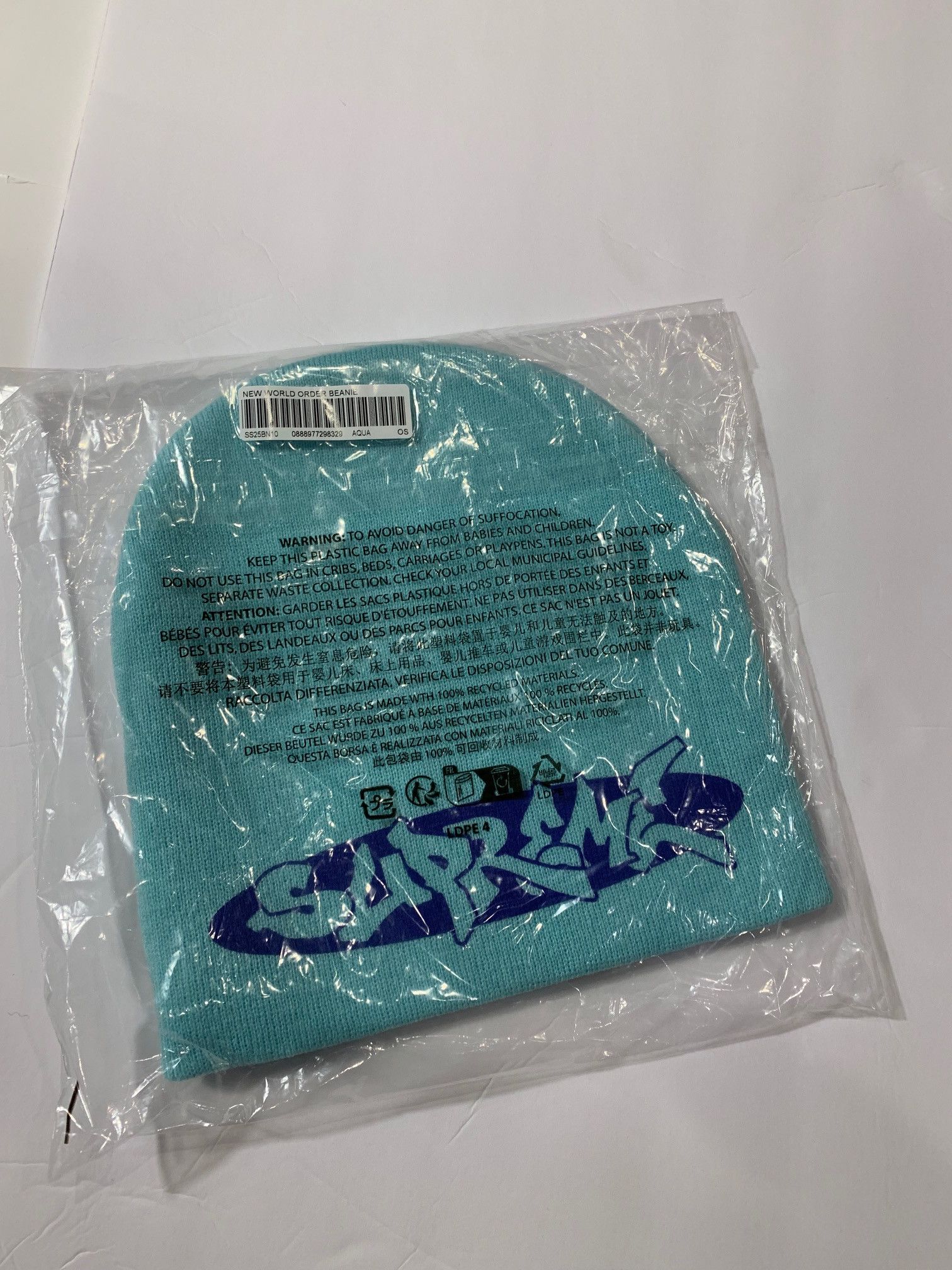 Supreme New World Order Beanie Aqua Size ONE SIZE - 2 Thumbnail