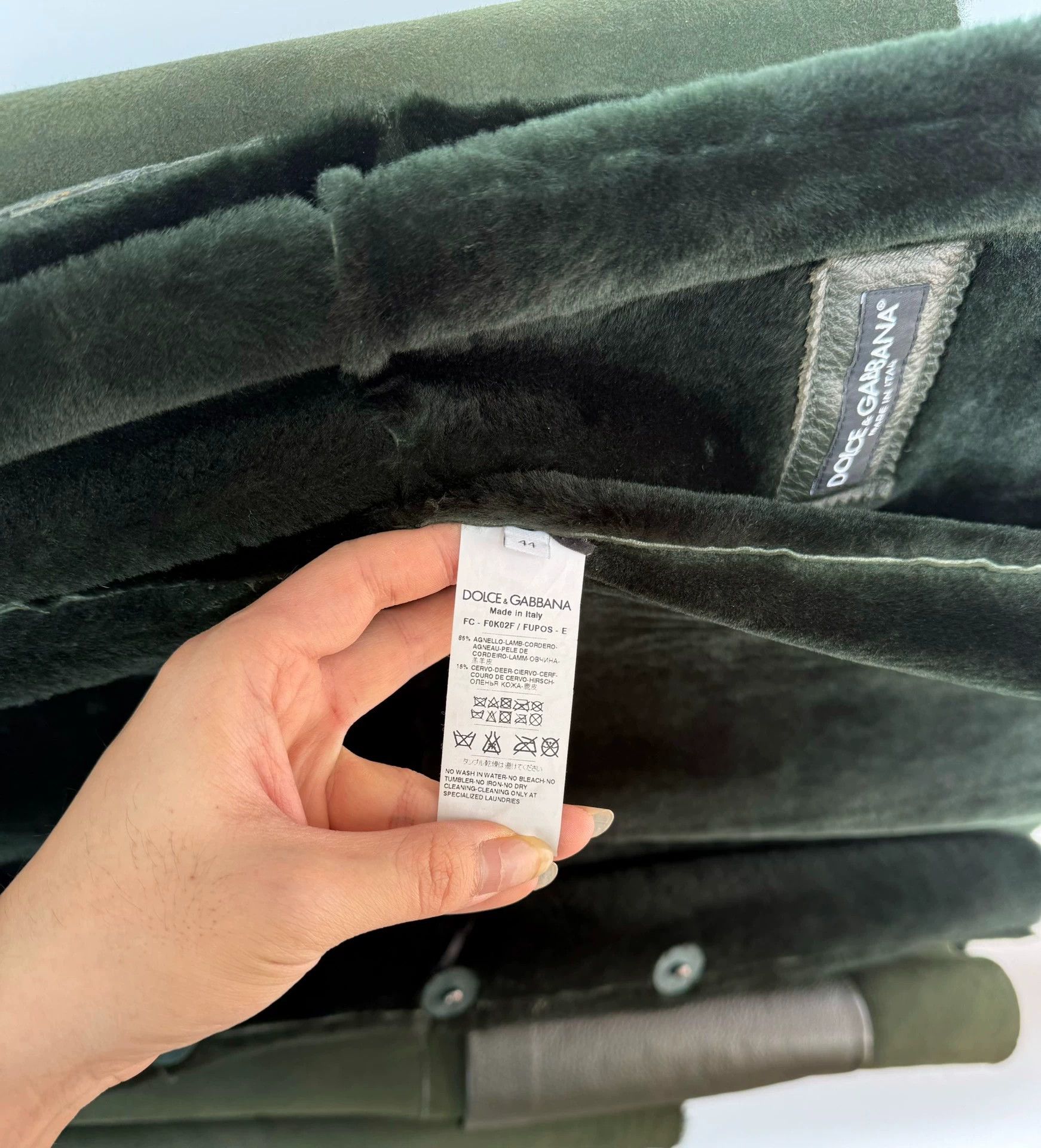 Dolce & Gabbana Dolce & Gabbana Green Shearling Leather Coat 44 Size L / US 10 / IT 46 - 7 Thumbnail