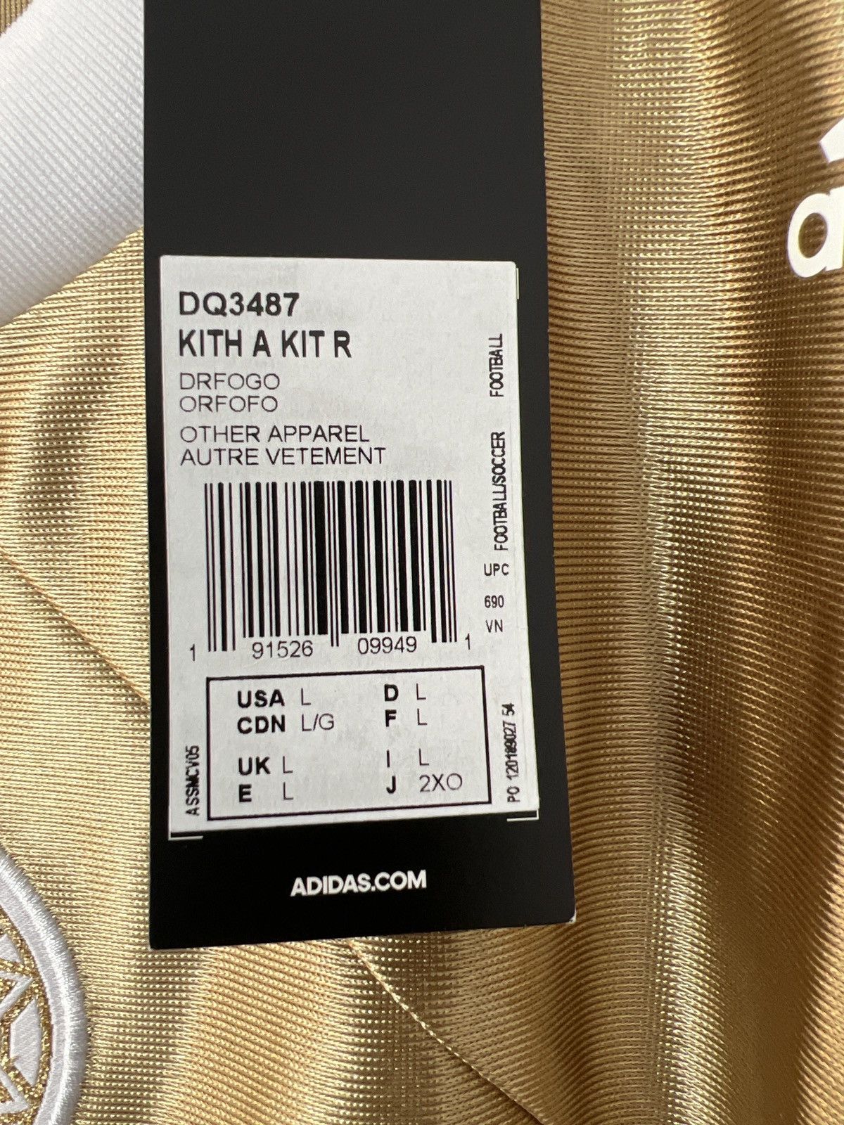 Adidas × Kith KITH X ADIDAS SOCCER JERSEY GOLD Size US L / EU 52-54 / 3 - 4 Thumbnail