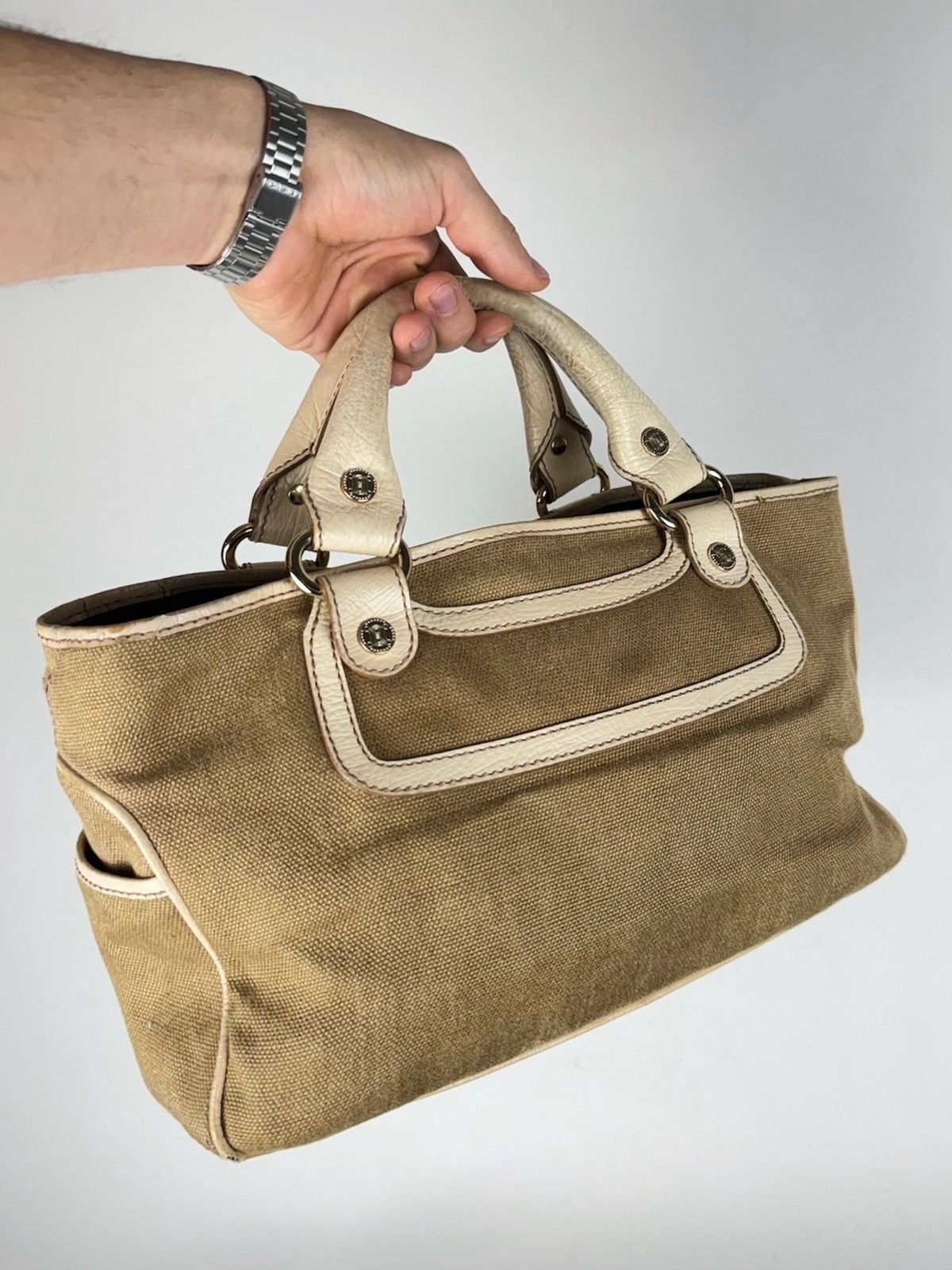 Celine Vintage leather hand bag Celine original luxury rare item Size ONE SIZE - 3 Thumbnail
