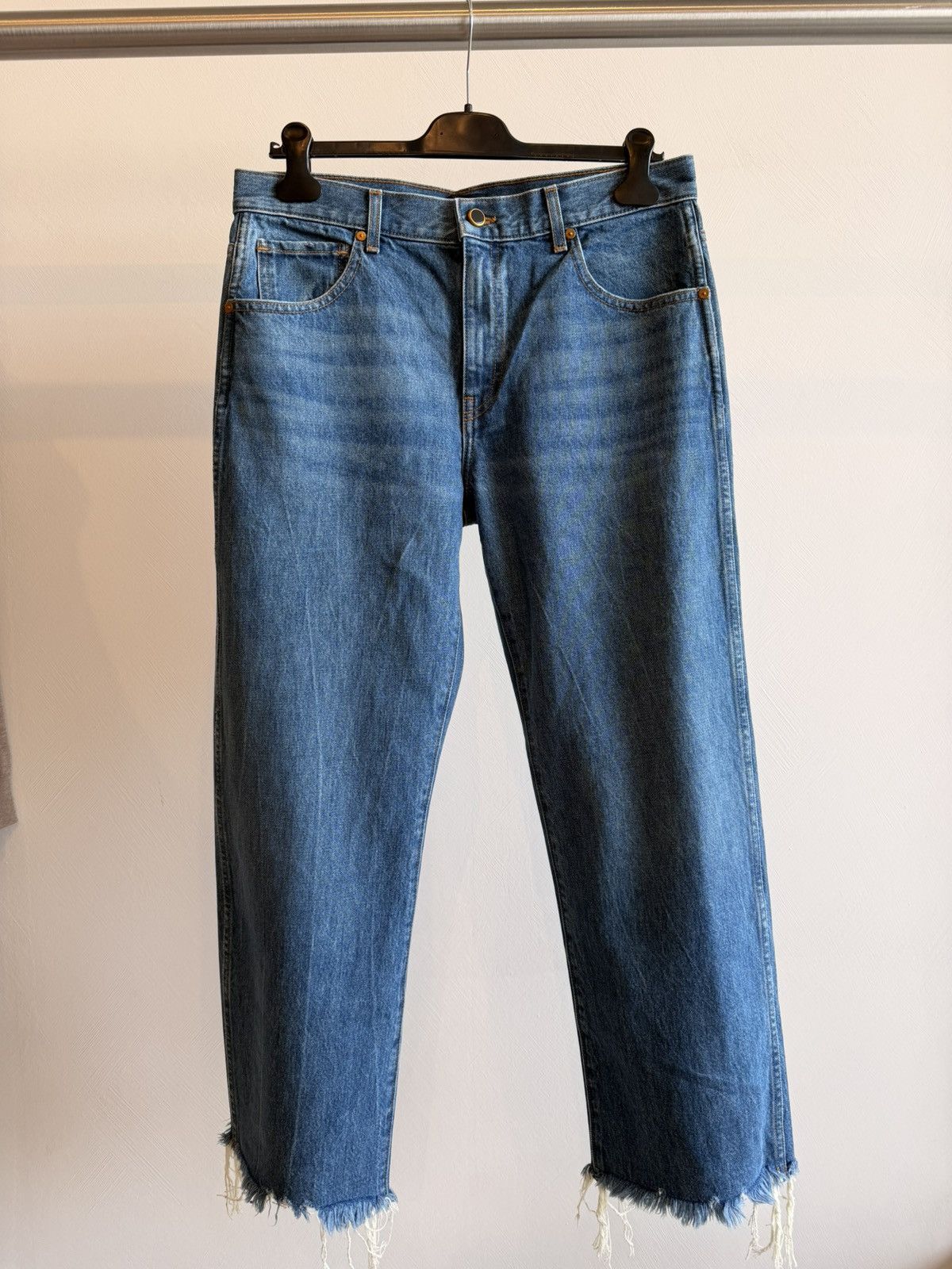KHAITE NWT Khaite Kerrie Jeans Denim Straight Leg Raw Hem Size 30 Size 30" / US 8 / IT 44 - 1 Thumbnail
