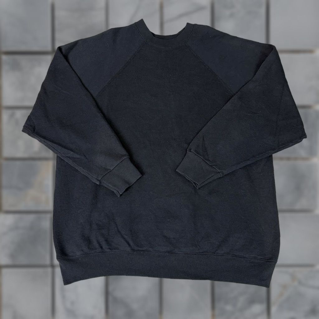 Tultex VINTAGE Tultex Sweatshirt Men's 2XL Black | Tultex Maximum Sweats Sweatshirt Crew Neck Pullover Vintage 90s Distressed Relaxed Fit Mens Size US XXL / EU 58 / 5 - 1 Thumbnail