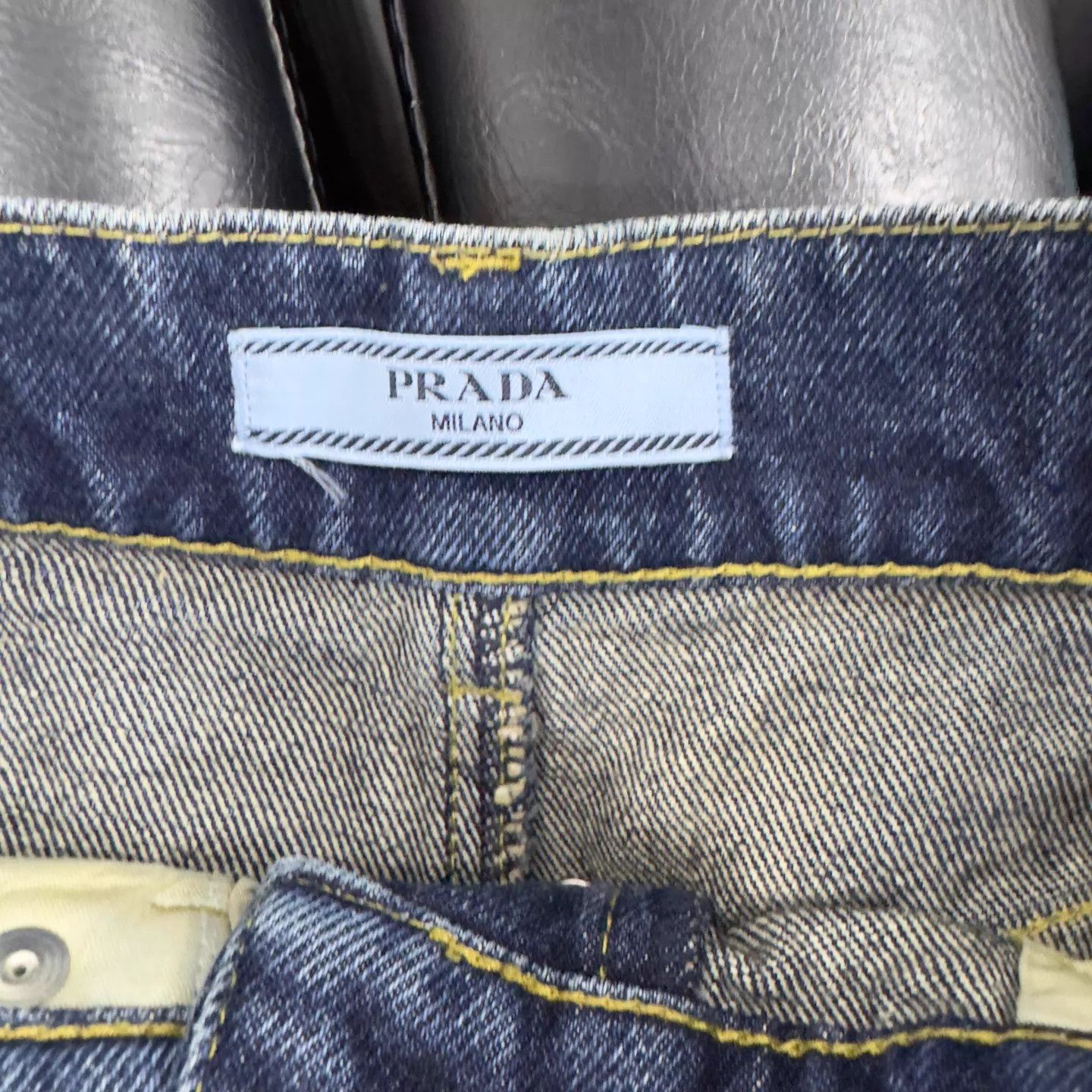Prada PRADA Denim Skirt 36 IT NWT Triangle Logo Back Size 25" / US 0 / IT 36 - 6 Thumbnail