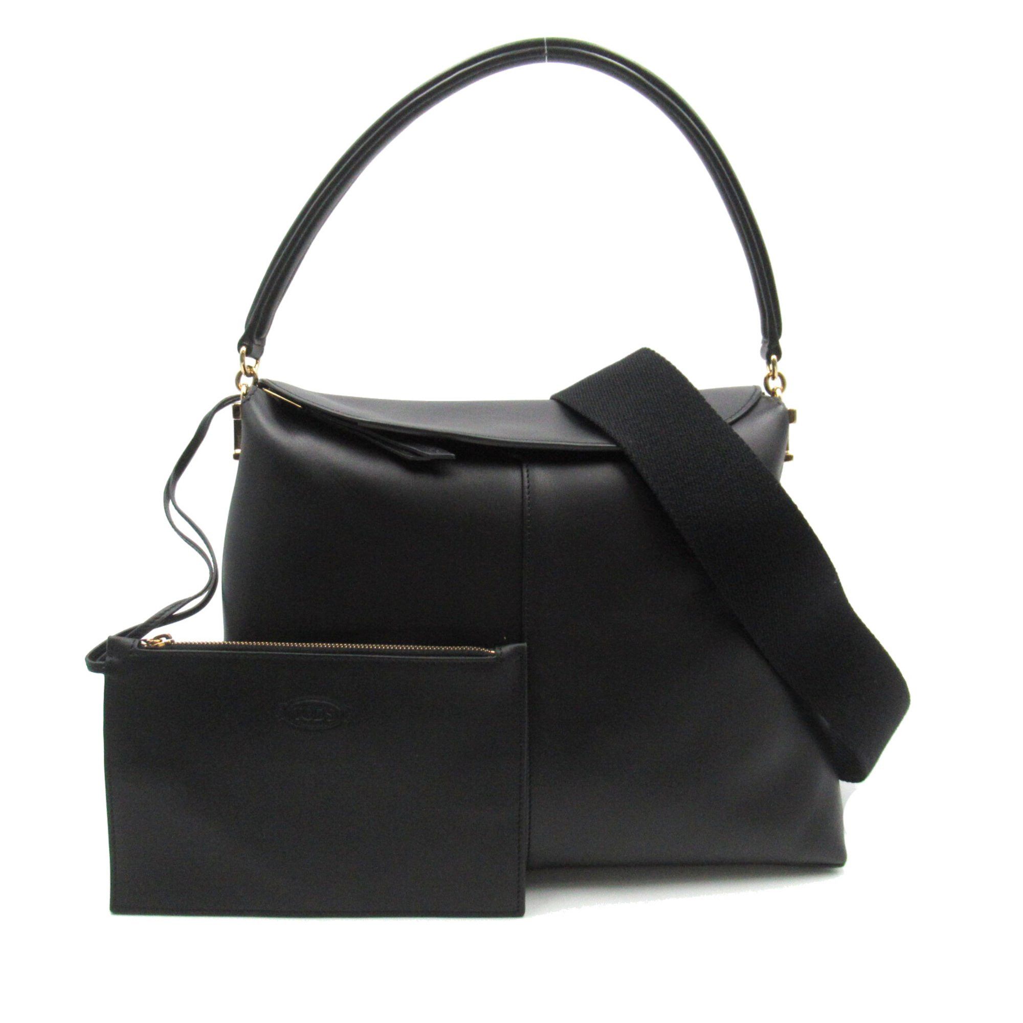 image of Tods Tod's T Case Leather Messenger Toe Bag Small Black Leather Xbwtsto9200Xprb999, Women's