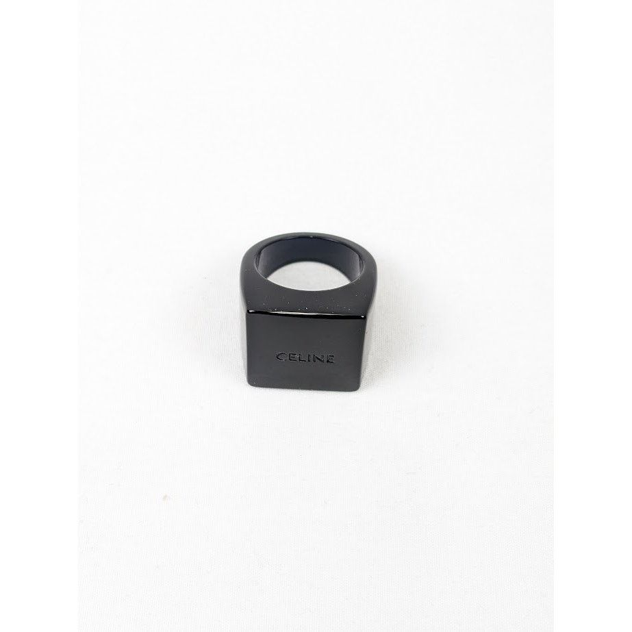 Celine o1rshd1 Size: 58 / Square Ring in Pexiglass in Black Size ONE SIZE - 2 Thumbnail
