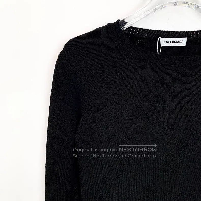 Balenciaga Balenciaga Black Logo Subtle Pattern Round Neck Knitwear Size US XS / EU 42 / 0 - 3 Thumbnail