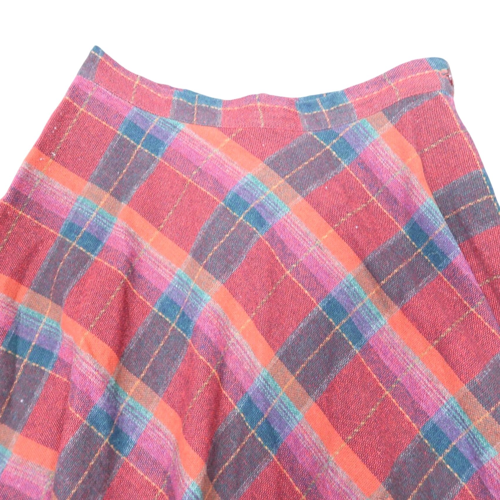 Vintage VINTAGE Skirt A-Line Midi Wool Plaid Red Blue 70s S Womens Boys? Size 28" / US 6 / IT 42 - 2 Thumbnail