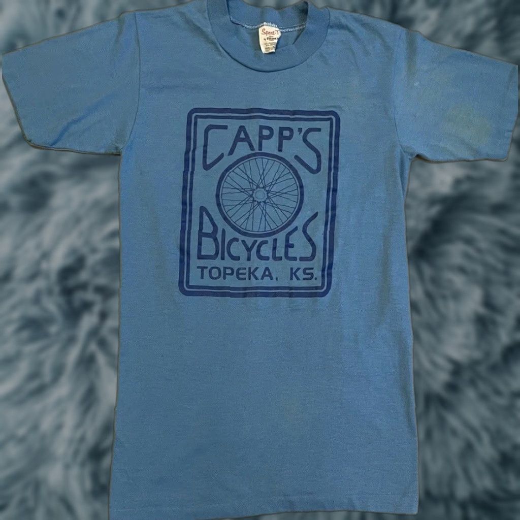 Vintage VINTAGE 70s Capps Bicycles Topeka Kansas Faded Shirt XS Blue Bike Race Cycling Grunge Size US XS / EU 42 / 0 - 1 Thumbnail