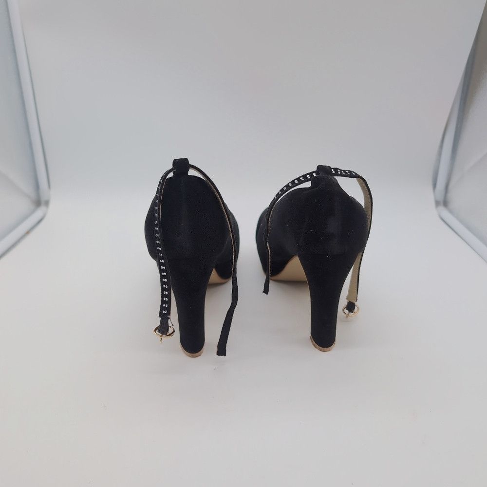Designer Elegant Black Women's Heels with Bow Accents Velvet Sz 10 Size US 10 / IT 40 - 5 Thumbnail