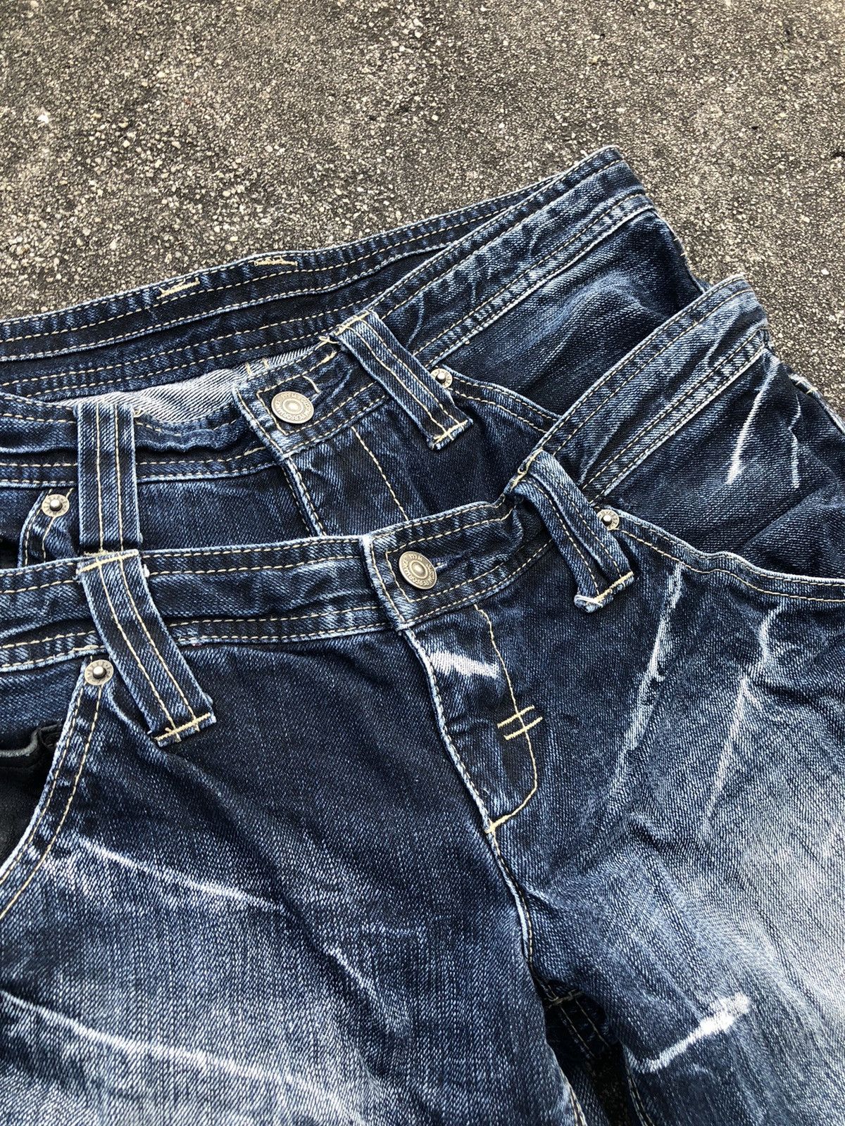 Japanese Brand PPFM Double Waist Blue Denim Washed Jeans Punk Y2k 2000s Size US 34 / EU 50 - 5 Thumbnail