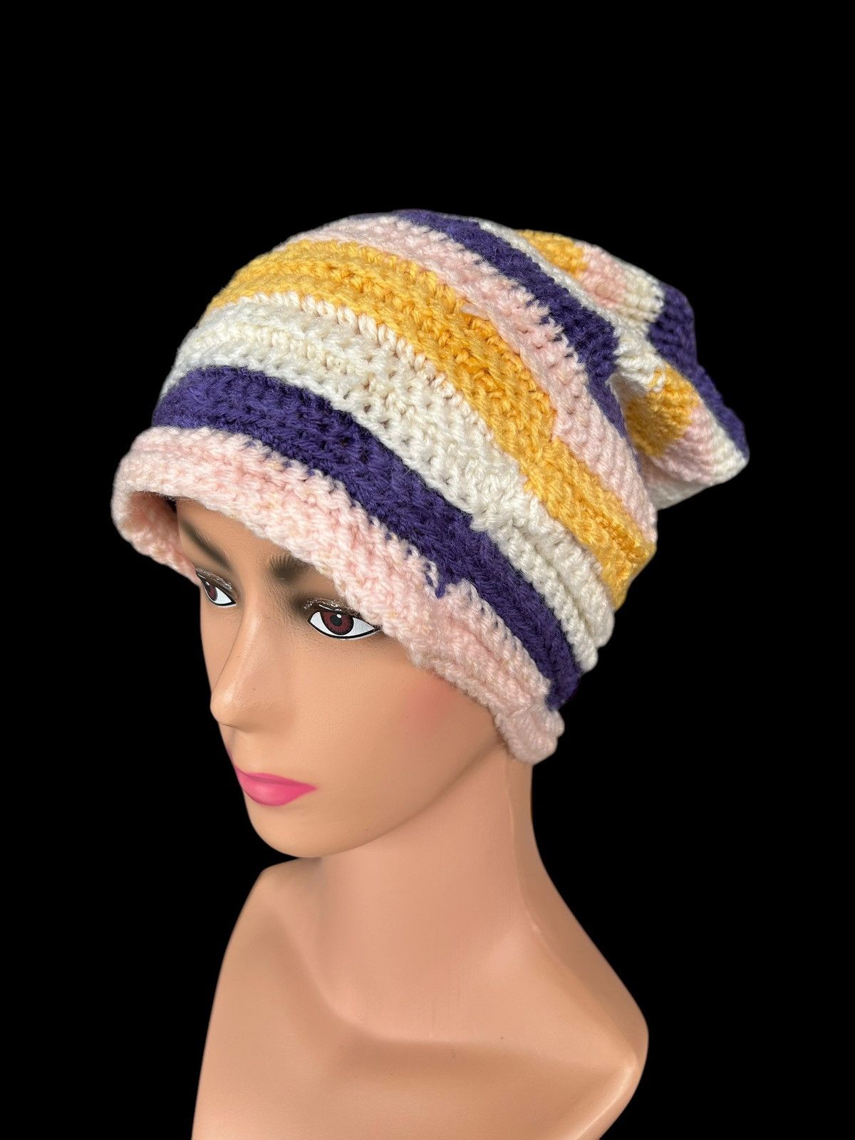 Japanese Brand × Kapital × Vintage Crochet Knitted Handmade big Beanie Hats Size ONE SIZE - 4 Thumbnail