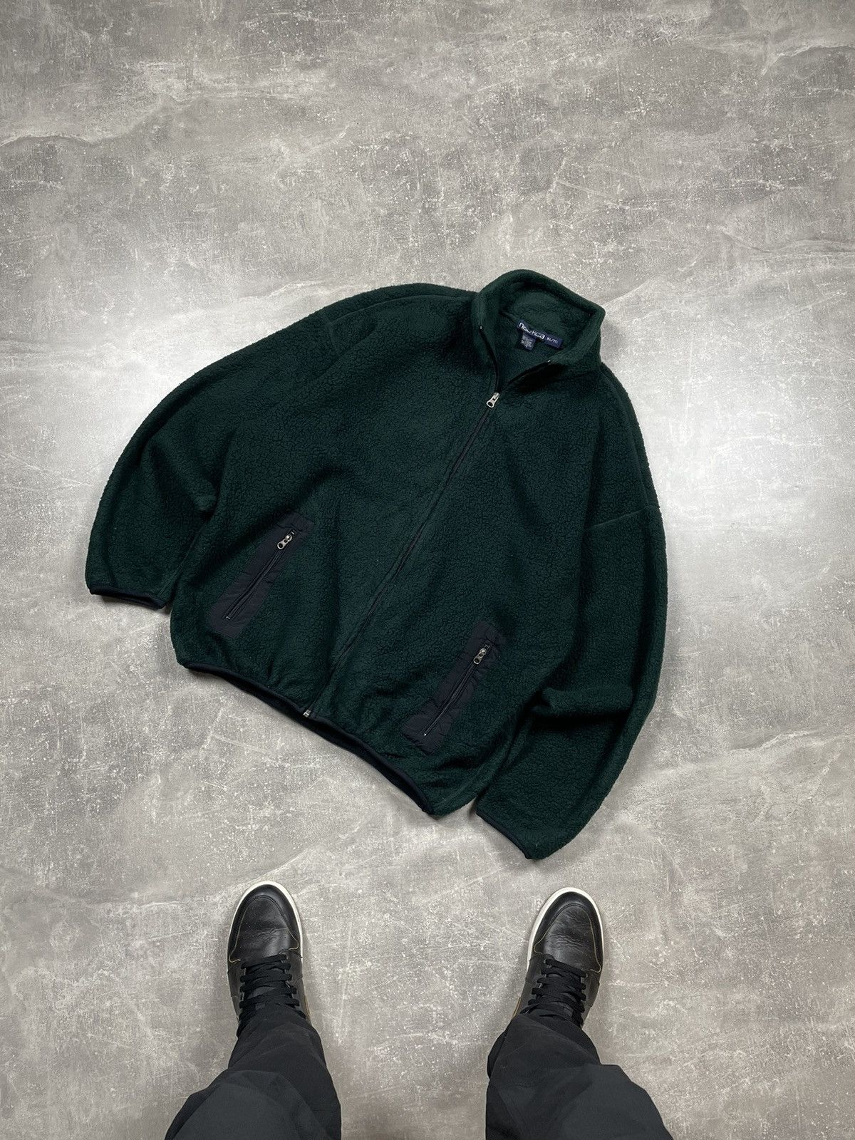 Nautica × Vintage Nautica Vintage Fleece Sweater Green Zip Sweater Made in USA Size US XL / EU 56 / 4 - 1 Thumbnail