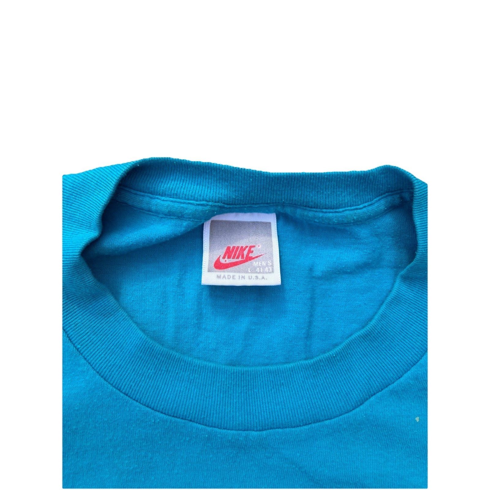 Nike Vintage 80s Nike Swoosh Logo T-Shirt Blue Yellow Made in USA Size US L / EU 52-54 / 3 - 2 Thumbnail