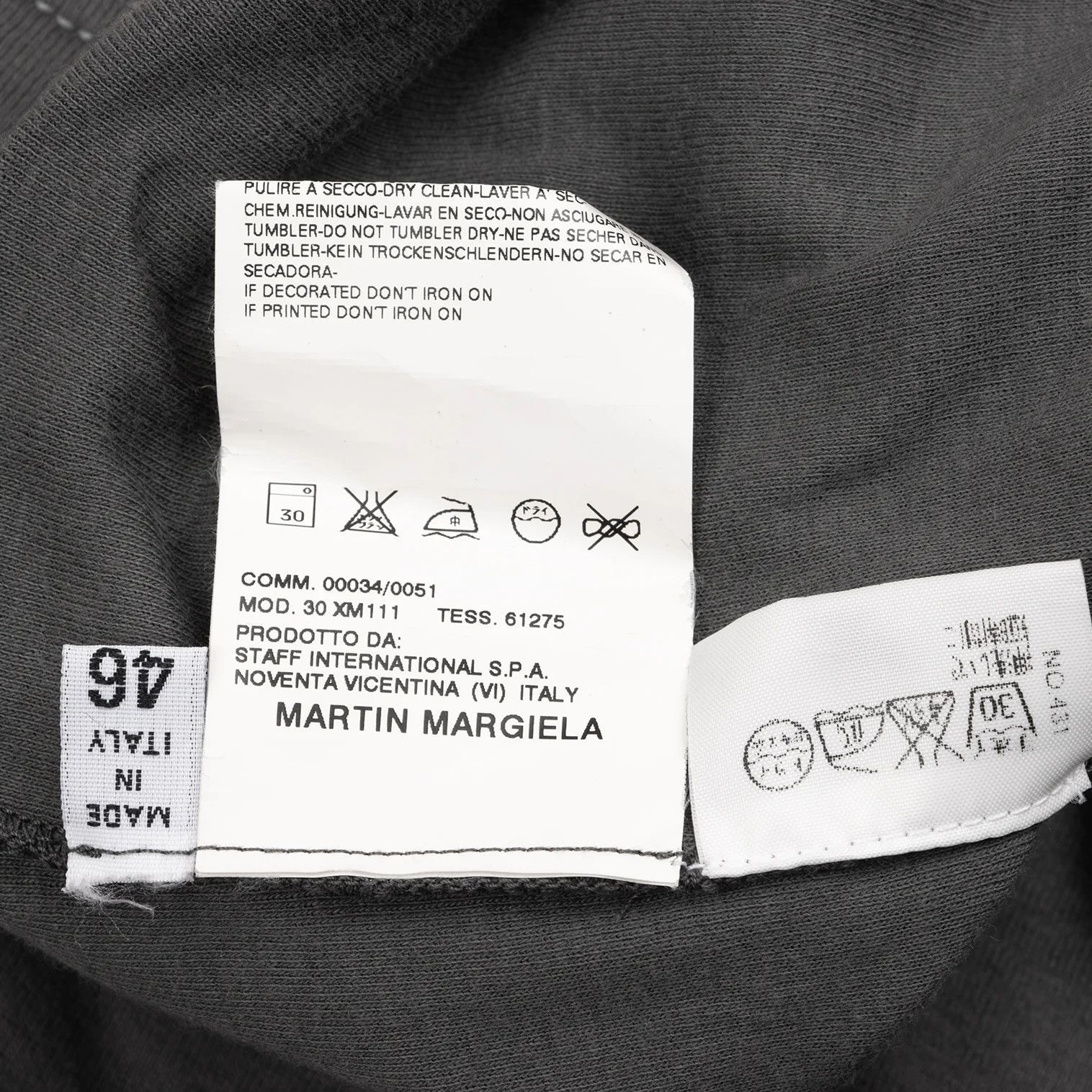 Maison Margiela Panel Cut Off-Shoulder T-Shirt in Charcoal 46 Size US S / EU 44-46 / 1 - 10 Thumbnail