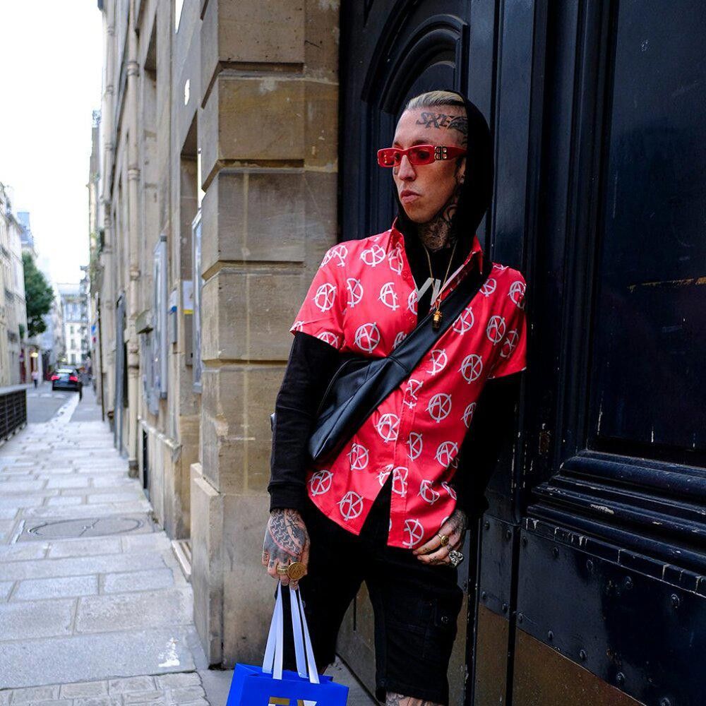 Designer AKINGS Anarchy Satin Shirt (Red - Size M) Size US M / EU 48-50 / 2 - 4 Thumbnail