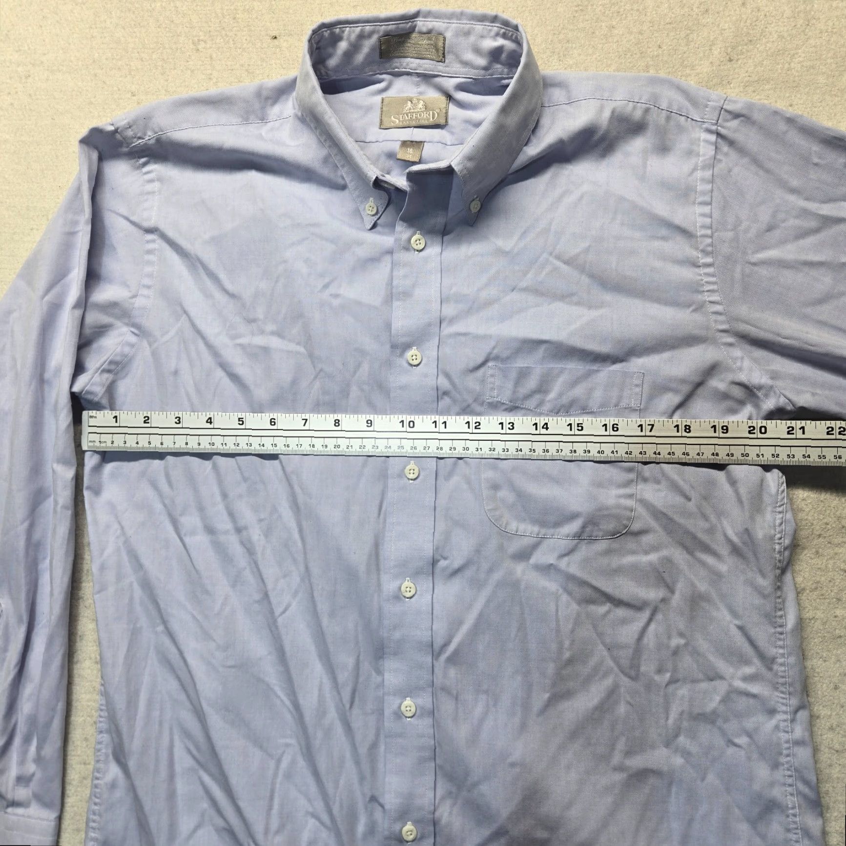 Stafford Stafford Shirt Adult Men 16 34 Blue Long Sleeve Button-Up Casual Cotton Blend Size US L / EU 52-54 / 3 - 4 Thumbnail