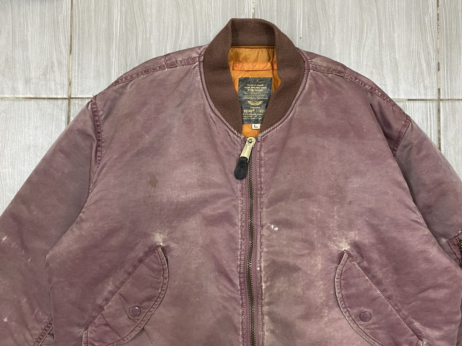 Vintage Vintage Bomber Burgundy Faded Distressed Size US L / EU 52-54 / 3 - 6 Thumbnail