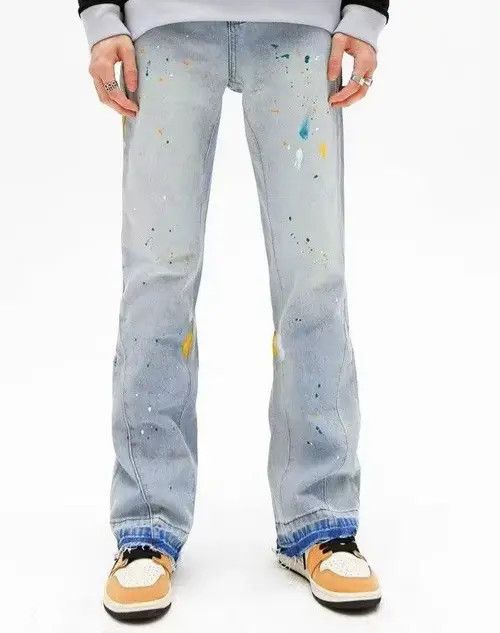 Japanese Brand × Jean Y2K Ink Graffiti Baggy Ripped Flare Jean Size US 36 / EU 52 - 1 Thumbnail