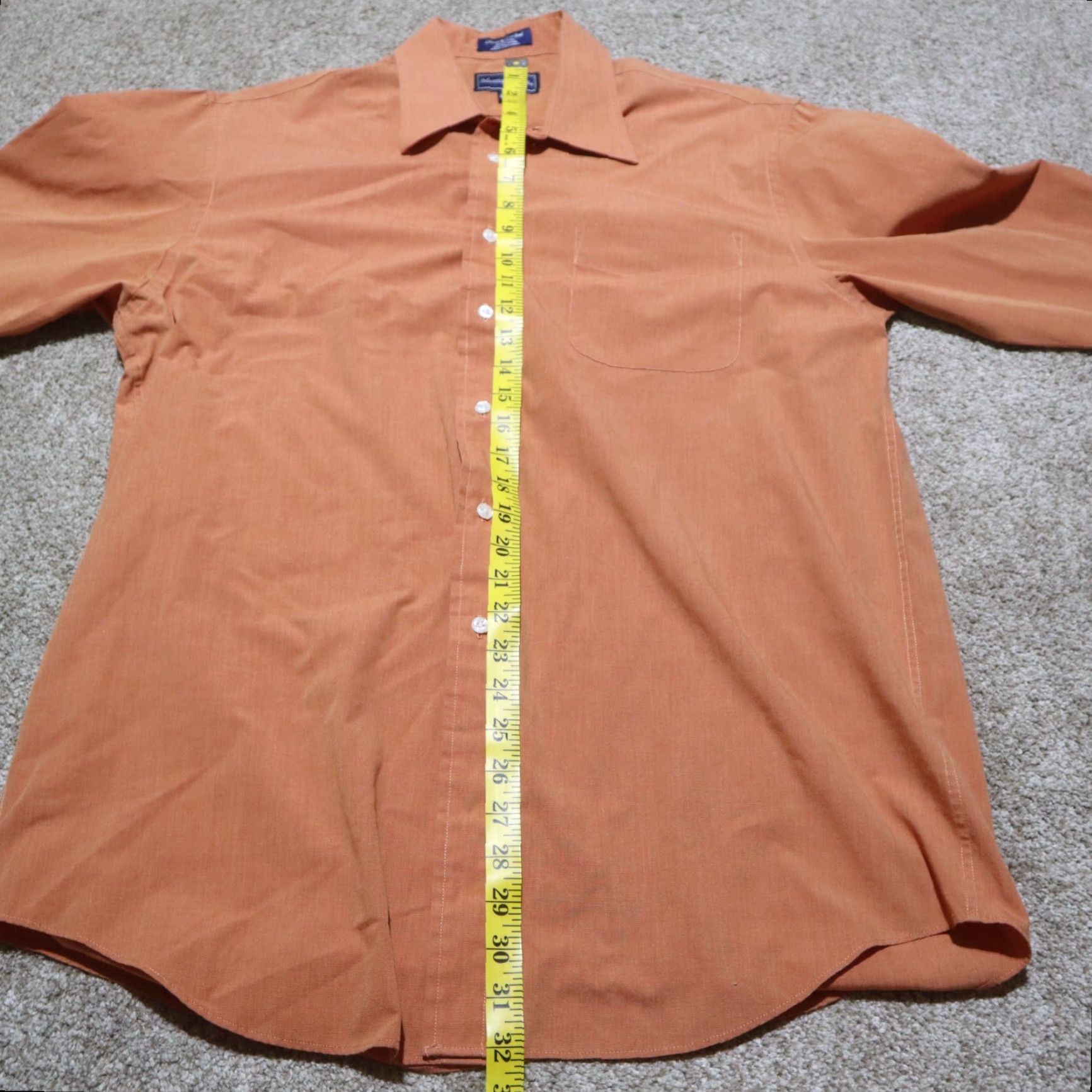 Vintage Meeting Street Shirt Men 16 34/35 Orange Button-Down Long Sleeve Cotton Blend Check Vintage? No Size 42R - 5 Thumbnail
