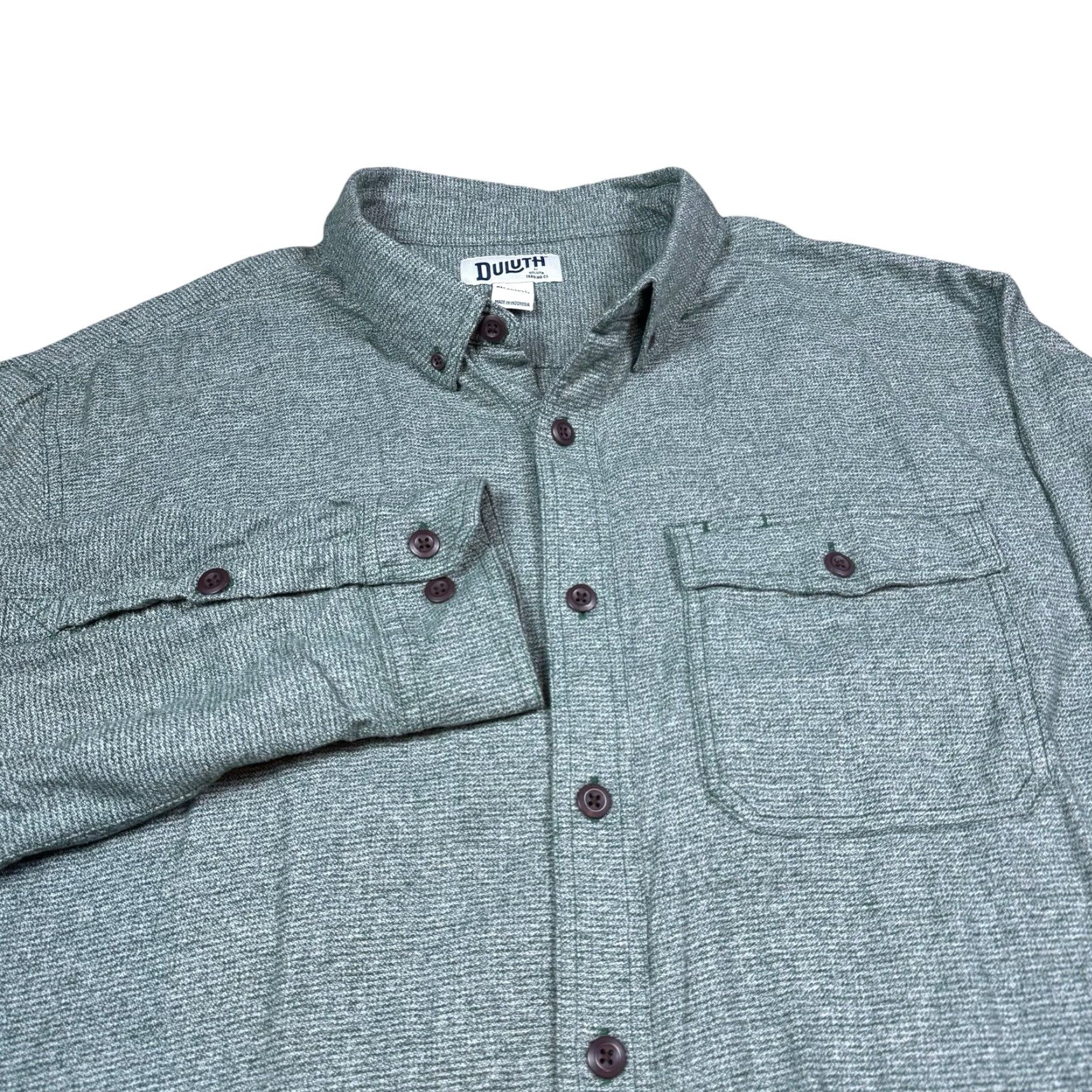 Vintage Duluth Free Swingin Shirt Men's 2XLT Button-Up Collared Long Sleeve Cotton Green Blue Modern Relaxed Twist Button Pockets All Seasons Size US XXL / EU 58 / 5 - 2 Thumbnail