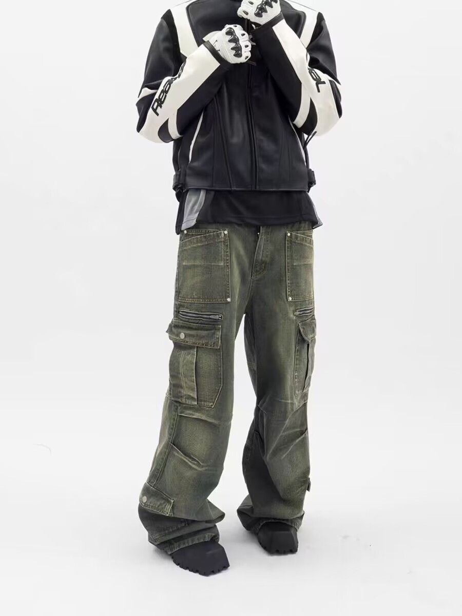 Japanese Brand × Jean Retro washed distressed rare pocket cargo wide leg jeans Size US 34 / EU 50 - 2 Thumbnail