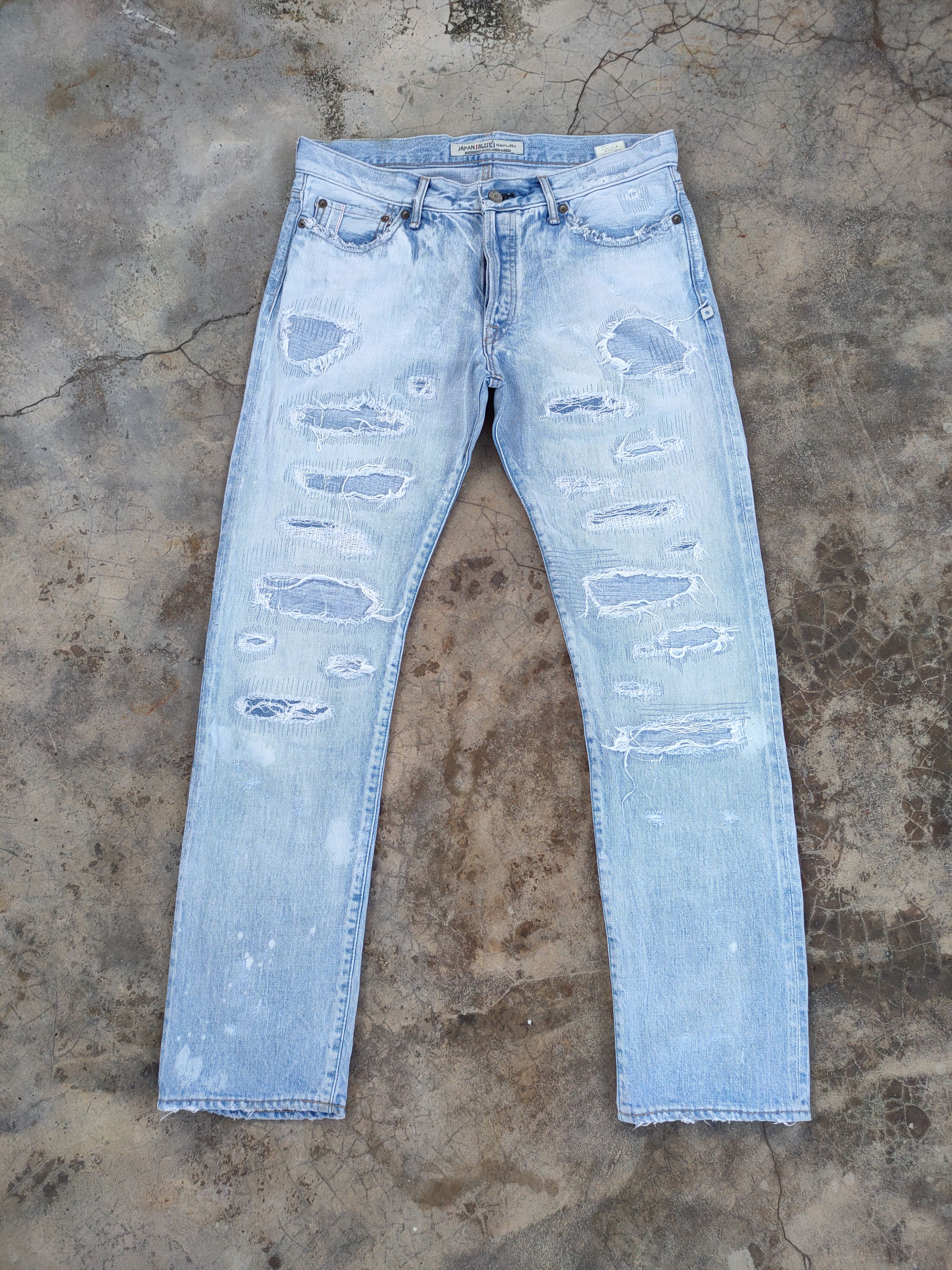Japan Blue W32 VINTAGE JAPAN BLUE DISTRESSED DENIM JEAN DENIM PANTS Size US 34 / EU 50 - 3 Thumbnail