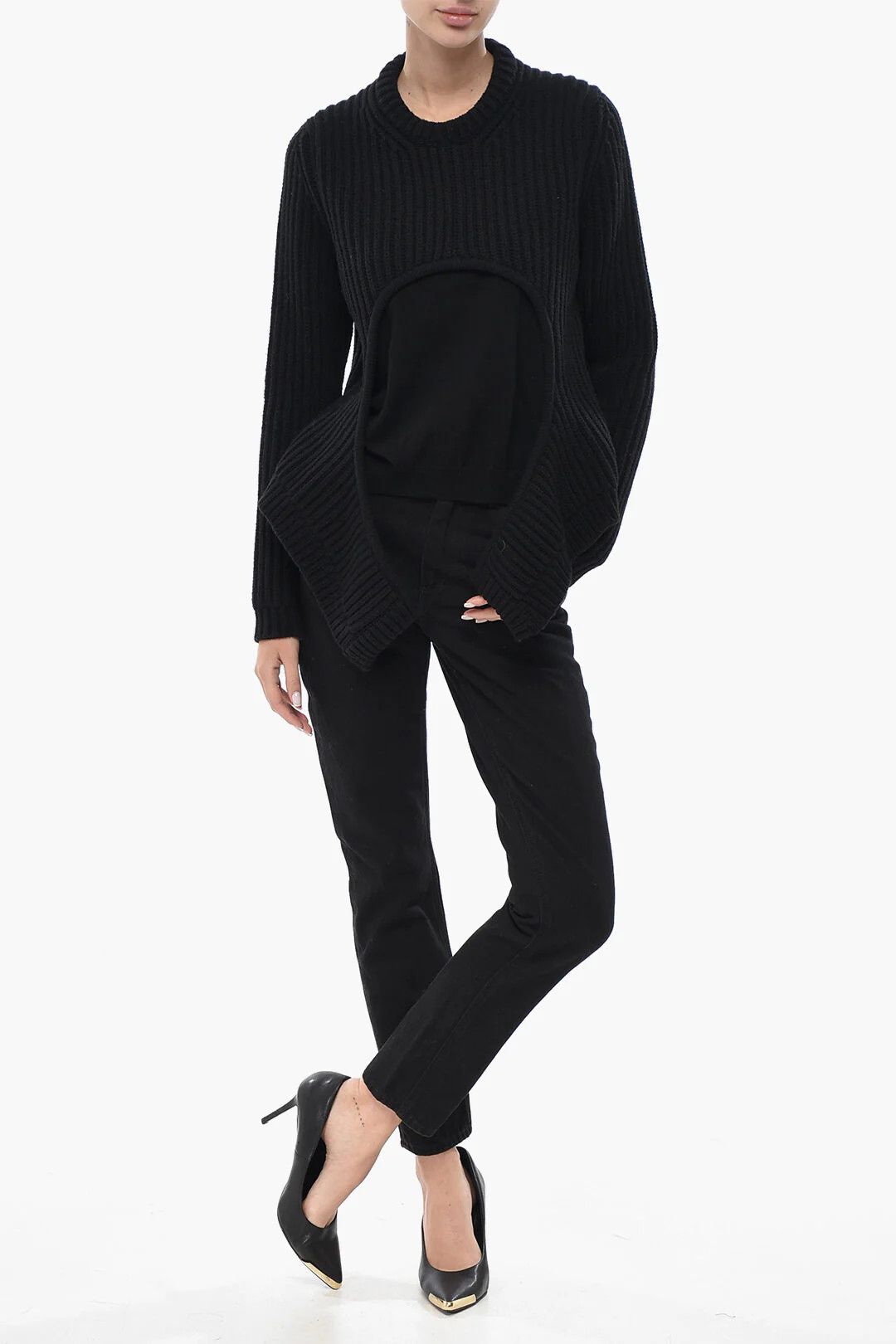 Off-White og1mm0426 Cotton-Blend Sweater in Black Size M / US 6-8 / IT 42-44 - 4 Thumbnail