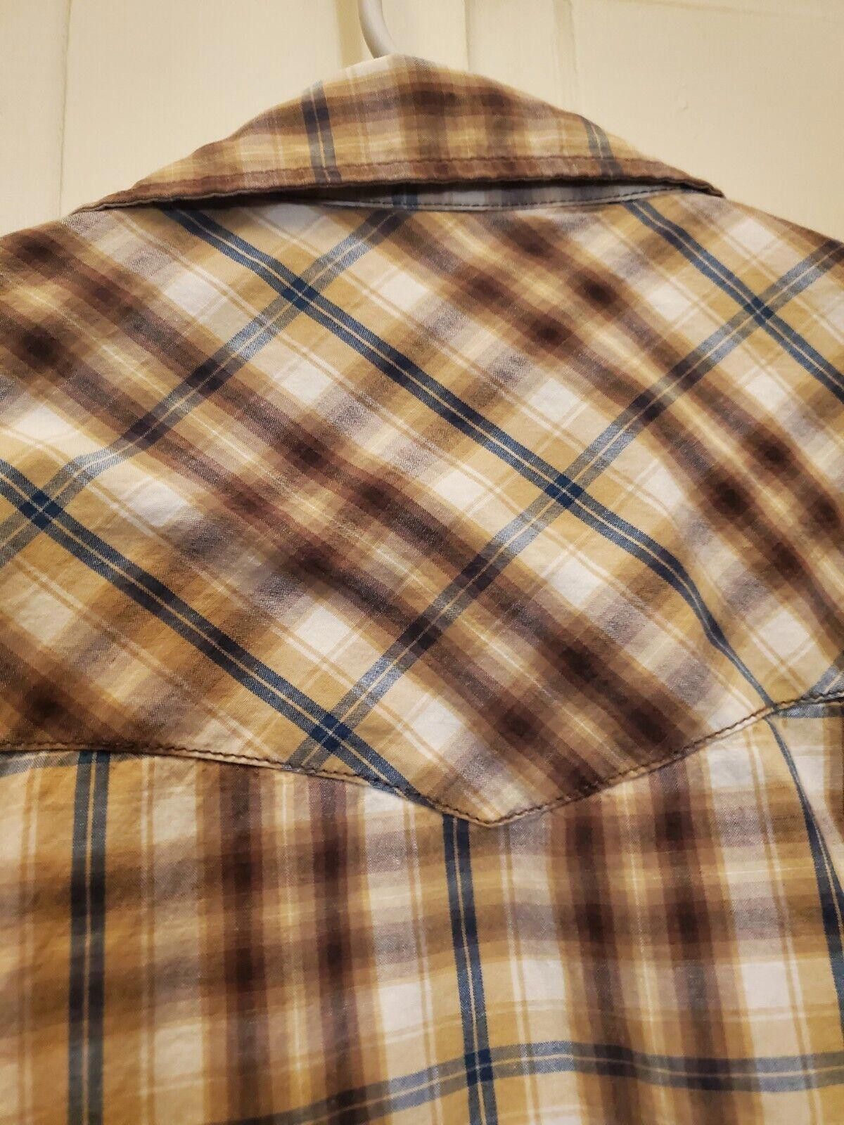 Aeropostale Men's Aeropostale Western Tan/white Plaid Pearl Snap LS M Size US M / EU 48-50 / 2 - 7 Thumbnail