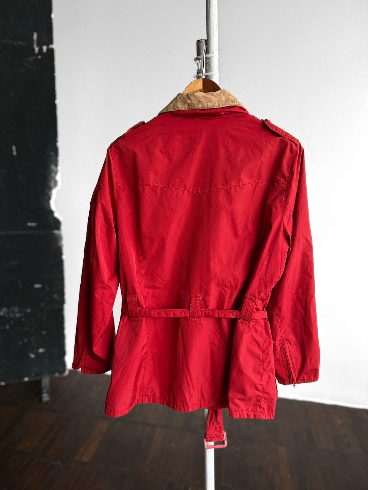 Barbour Barbour International Womens Red Belted Motorcycle Jacket Size L / US 10 / IT 46 - 3 Thumbnail