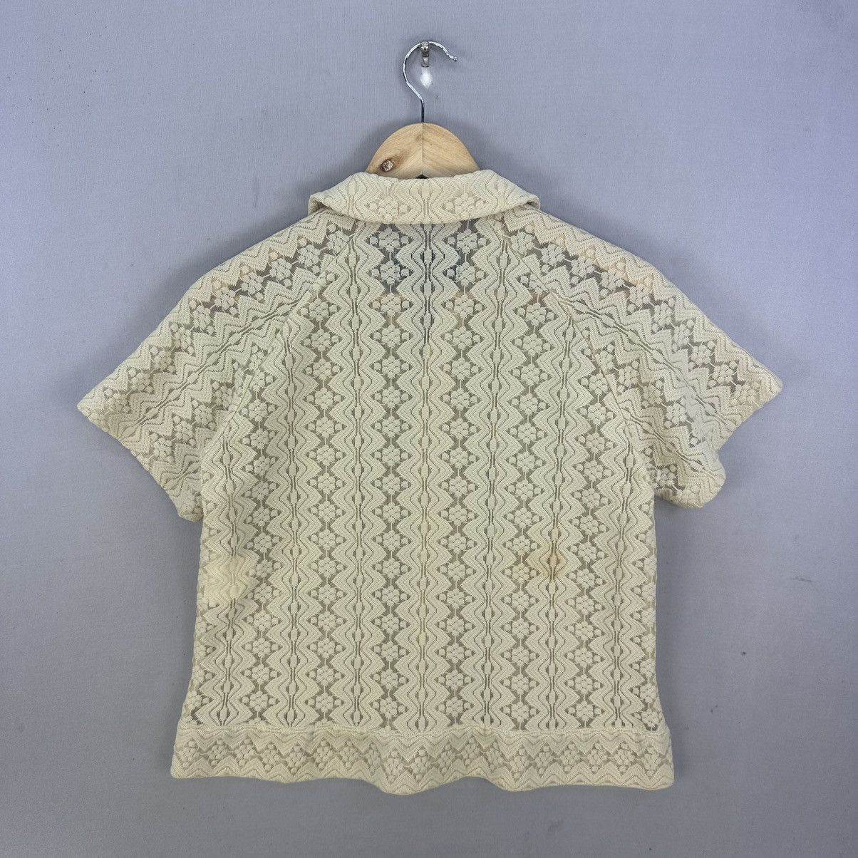 Comme des Garcons Vintage AD1999 Tricot CDG Lace Short Sleeve Button Up Blouse Size S / US 4 / IT 40 - 4 Thumbnail