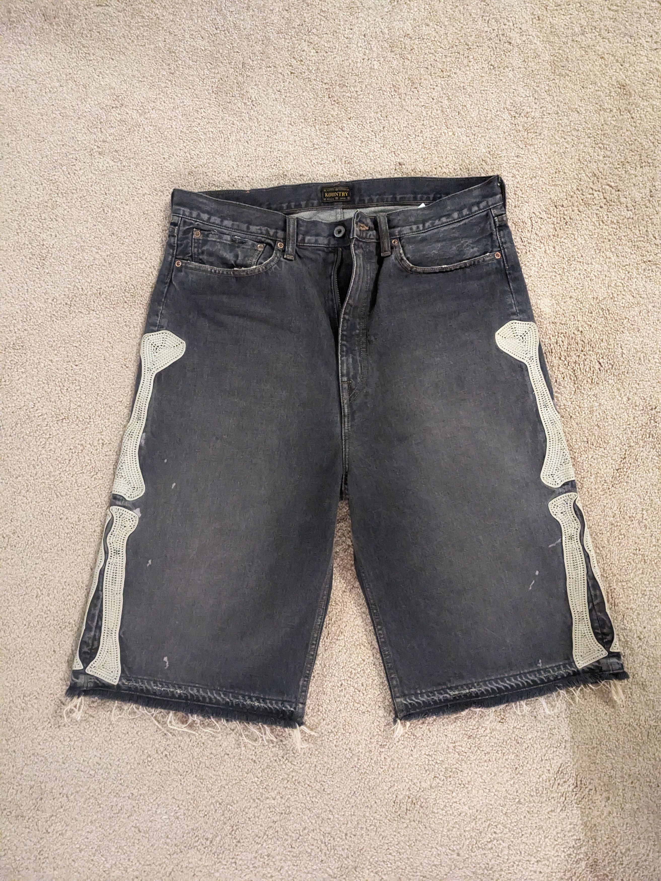 Kapital Kapital Country 6 oz Bone / Skeleton Denim Shorts | Grailed