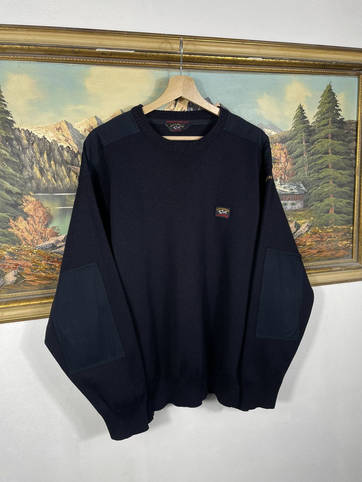 Designer × Paul & Shark × Vintage Retro 90s Navy Sweater Paul & Shark Pull Knitwear Jumper Size US L / EU 52-54 / 3 - 2 Thumbnail